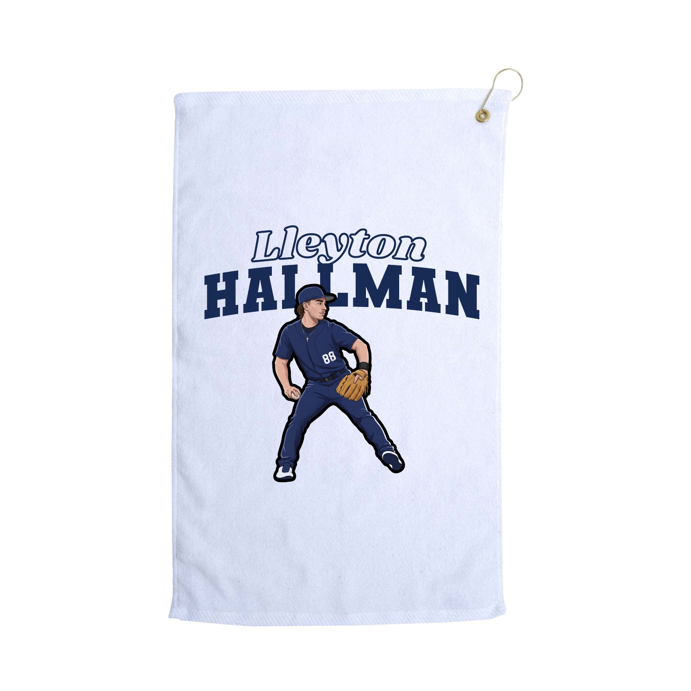 Golf Towel — Name Arch in White