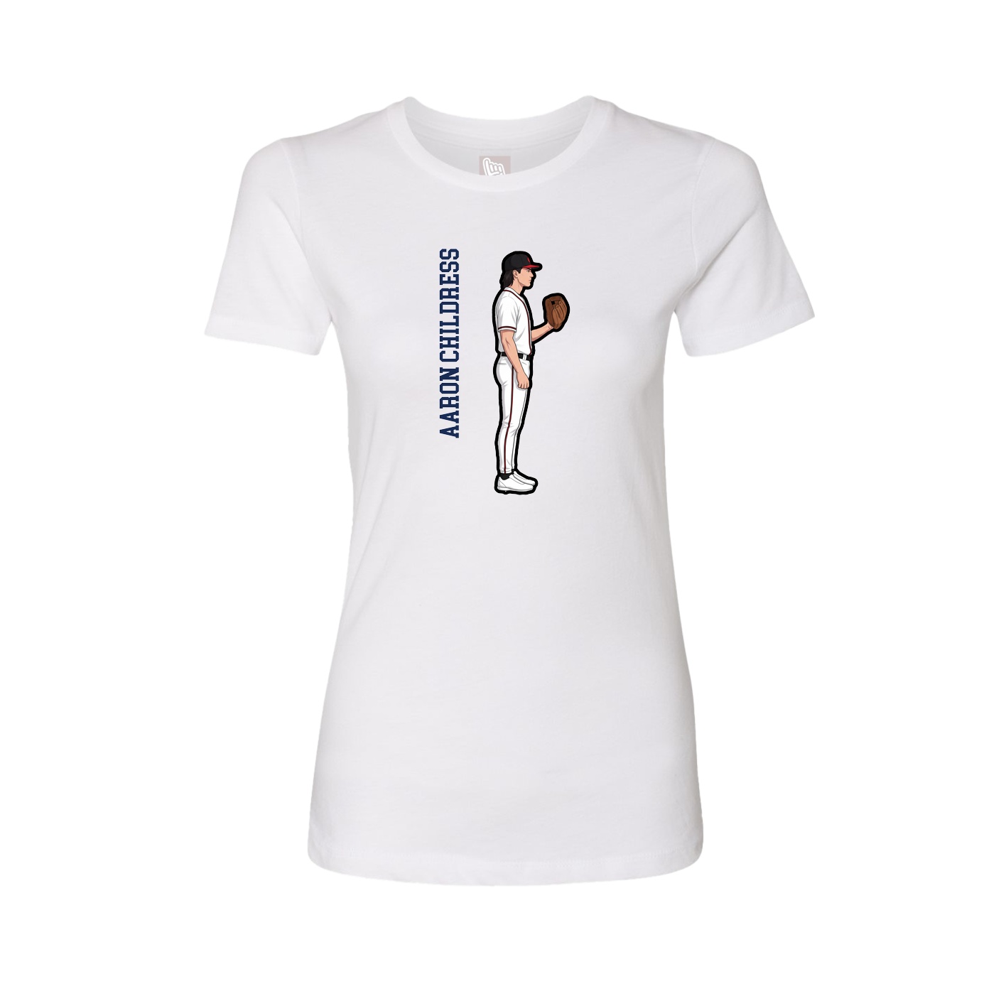 Fitted Women's Tee — Name Vertical in White