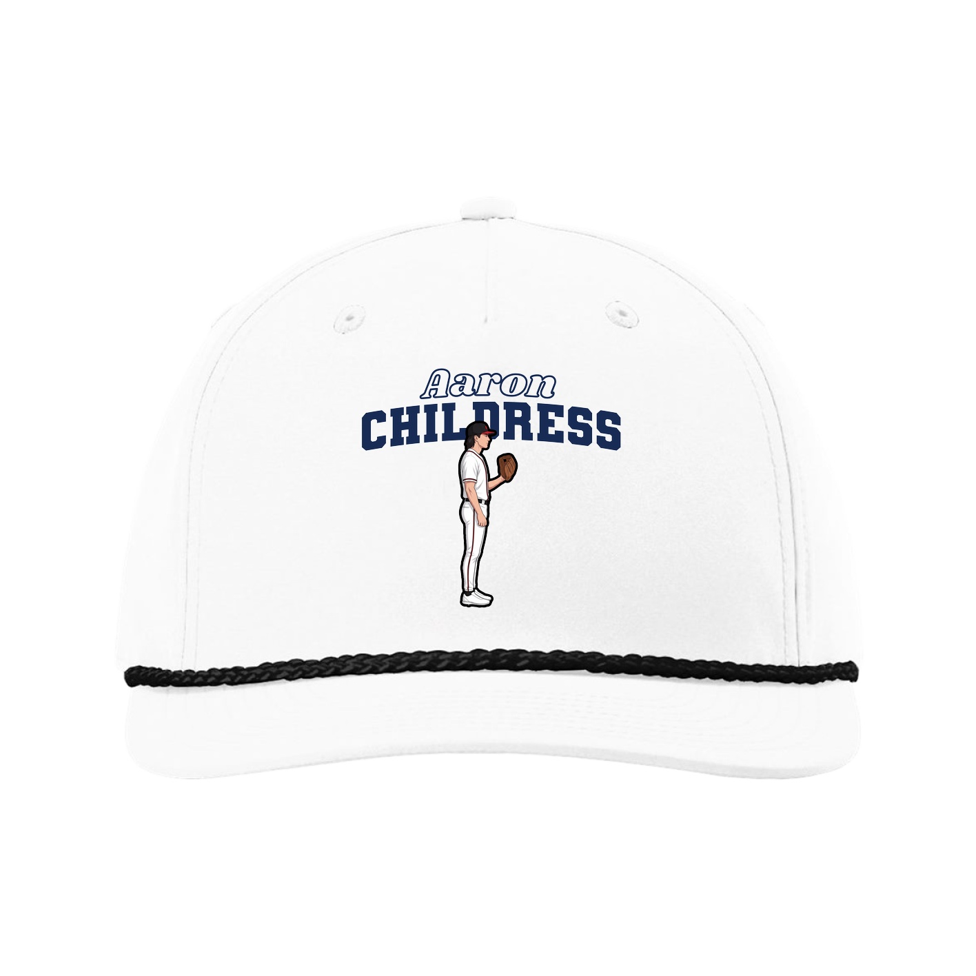 Five-Panel Classic Rope Cap — Name Arch in White