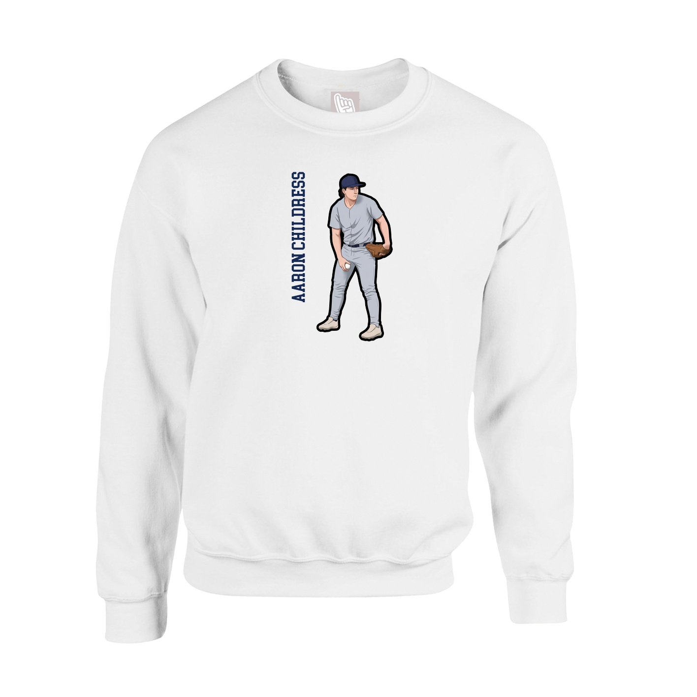 Fleece Crew — Name Vertical in White