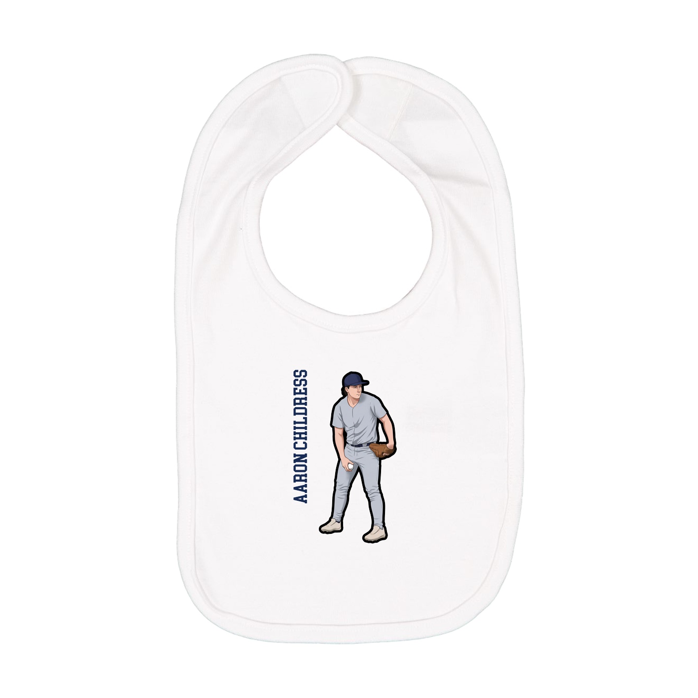 Infant Bib — Name Vertical in White