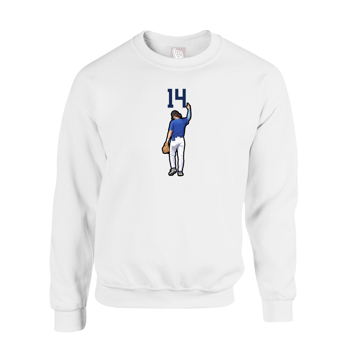 Fleece Crew — Number Top in White