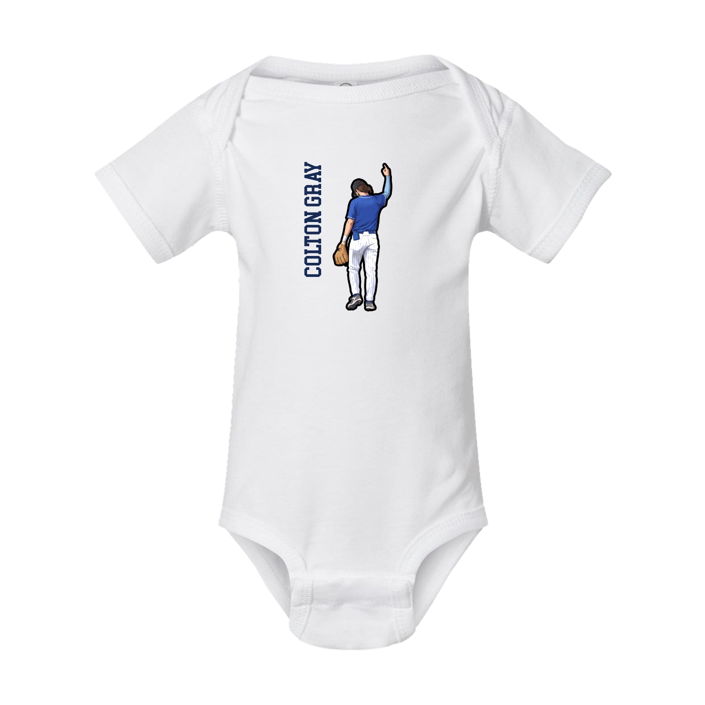 Baby Onesie — Name Vertical in White