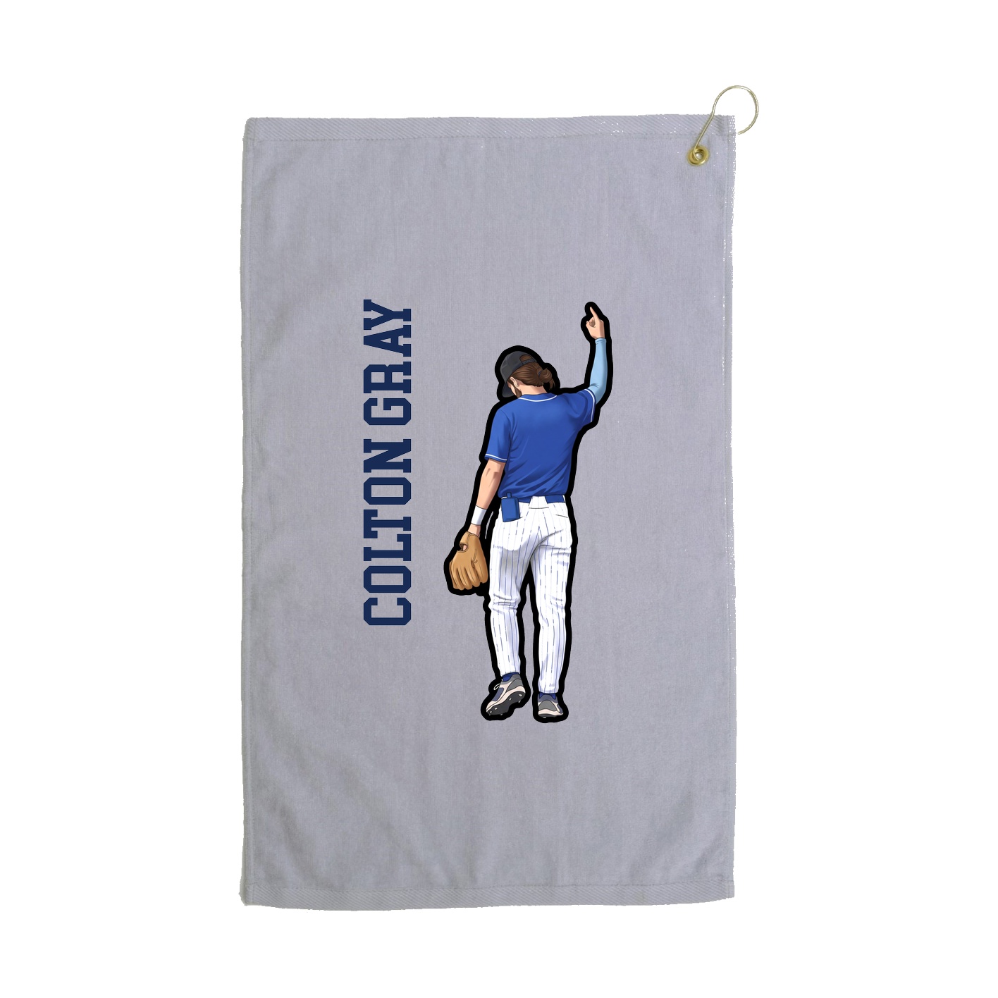 Golf Towel — Name Vertical in Grey