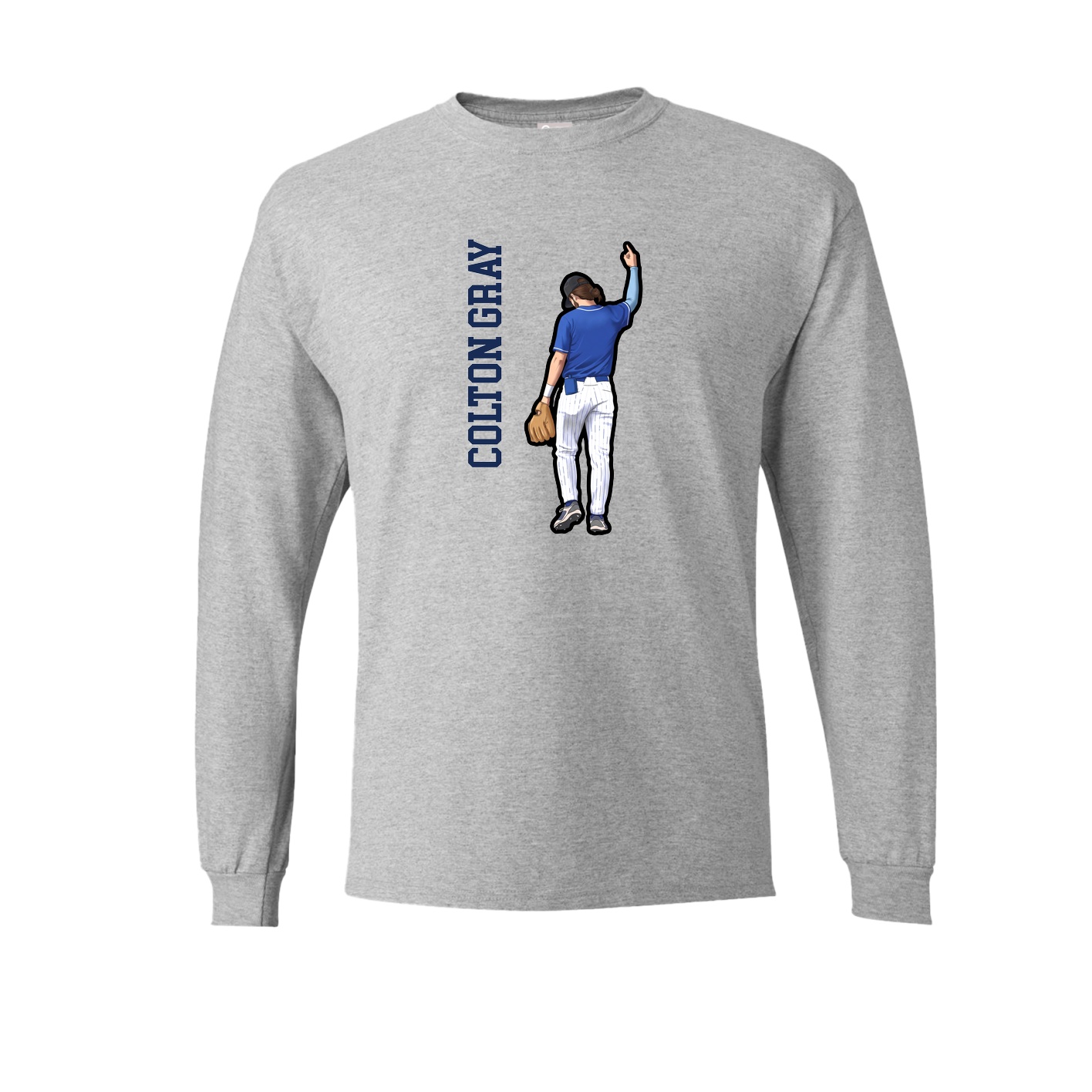 Long Sleeve Tee — Name Vertical in Grey