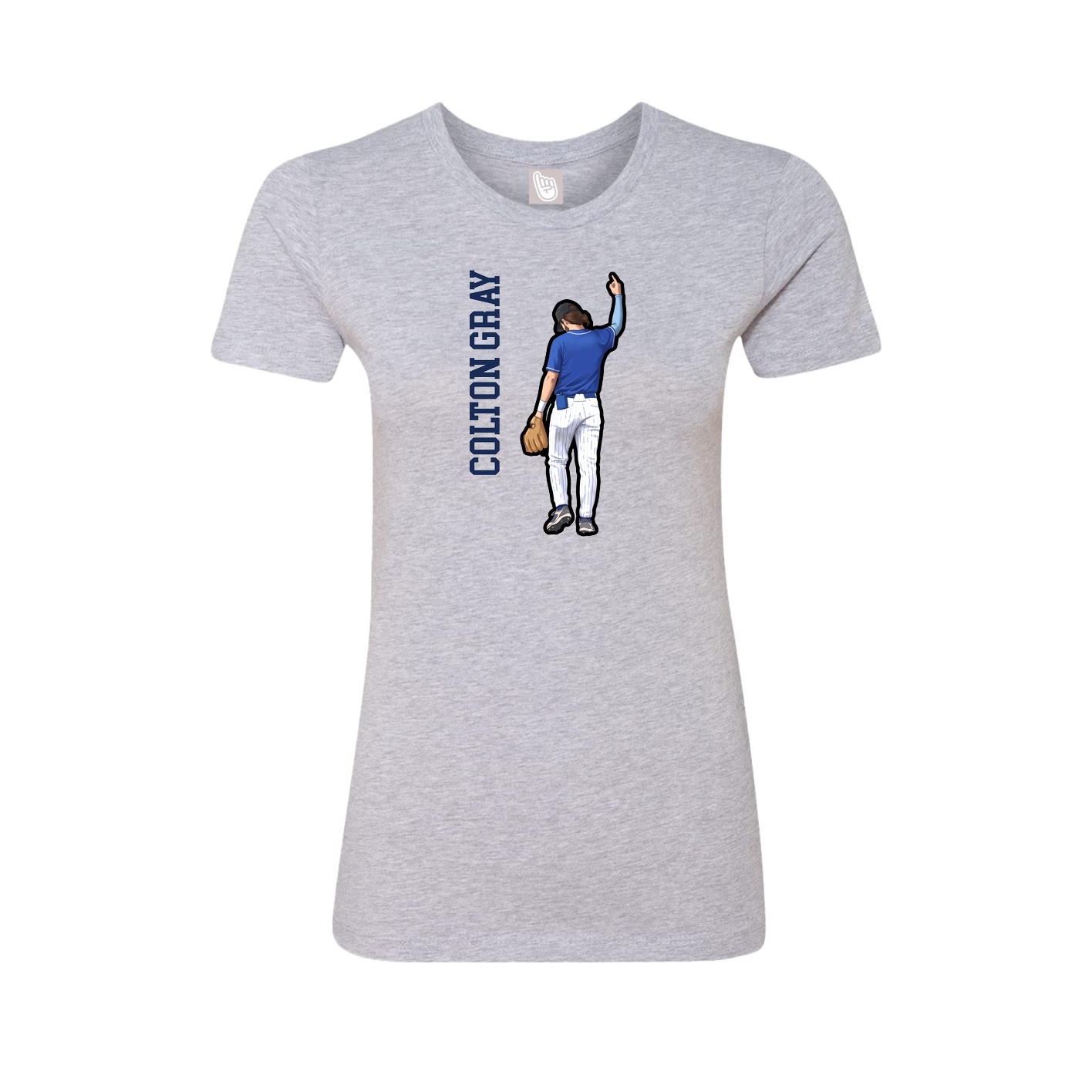 Womens Tee — Name Vertical in Grey