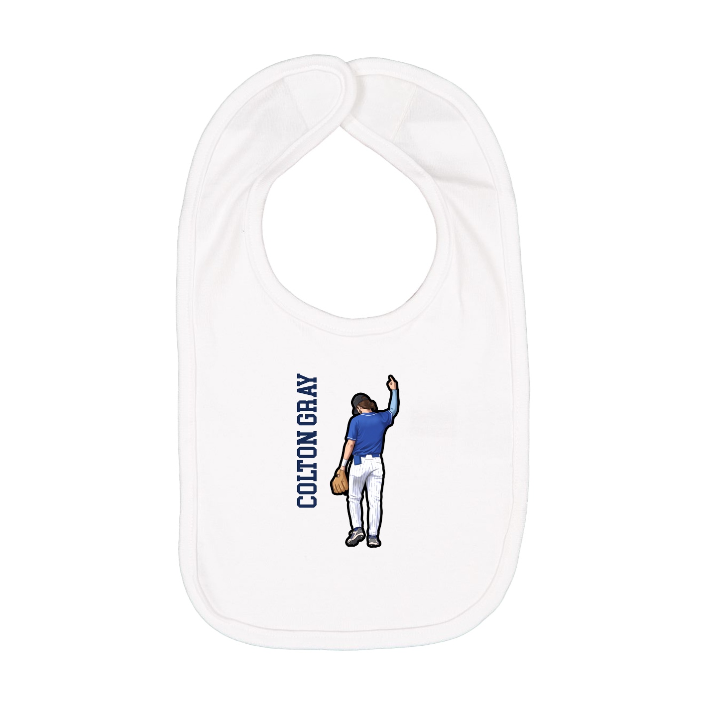 Infant Bib — Name Vertical in White