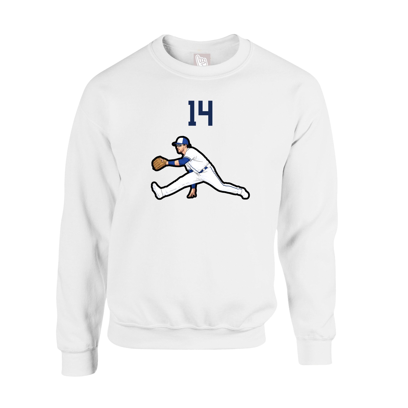 Fleece Crew — Number Top in White