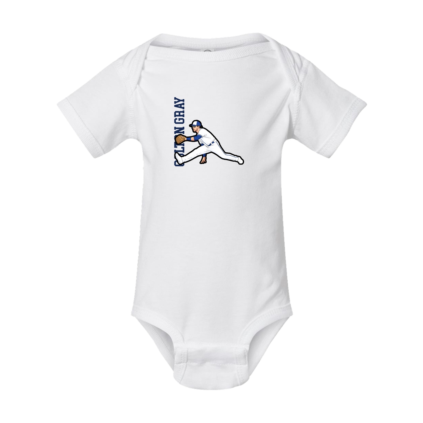 Baby Onesie — Name Vertical in White