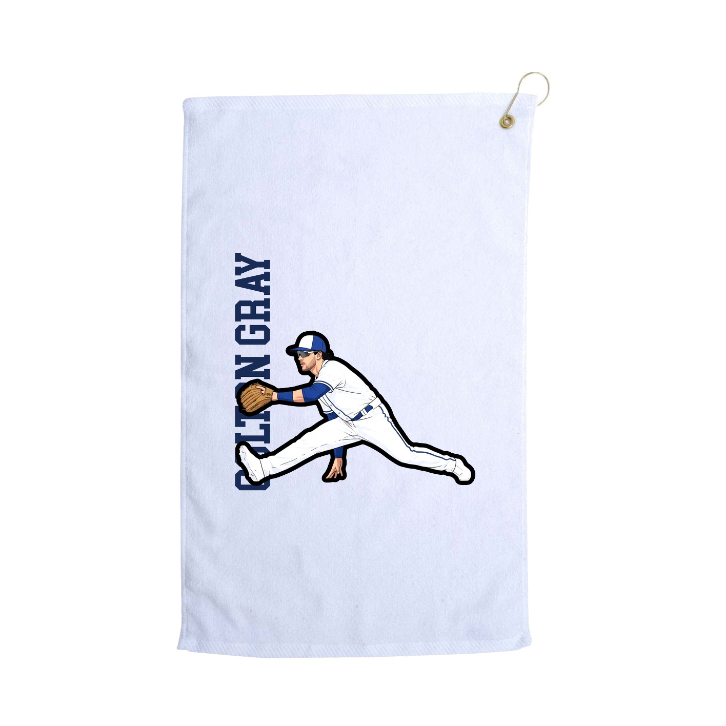 Golf Towel — Name Vertical in White