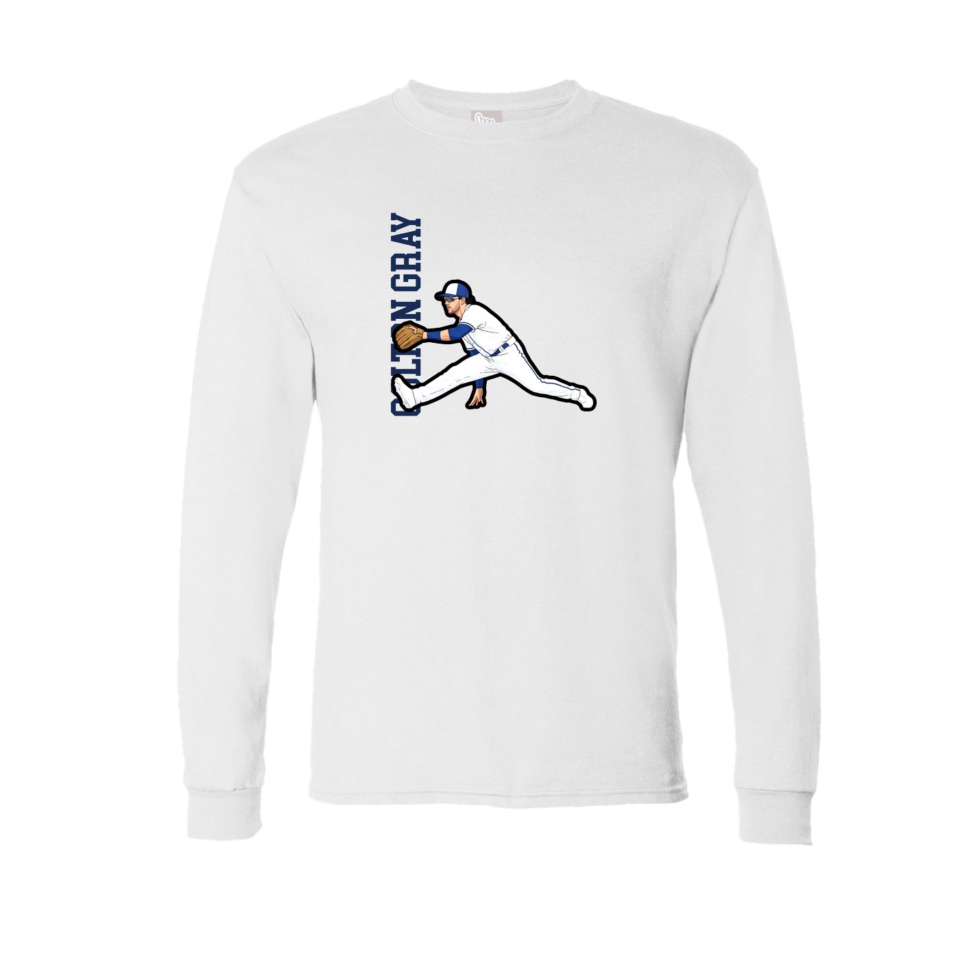 Long Sleeve Tee — Name Vertical in White