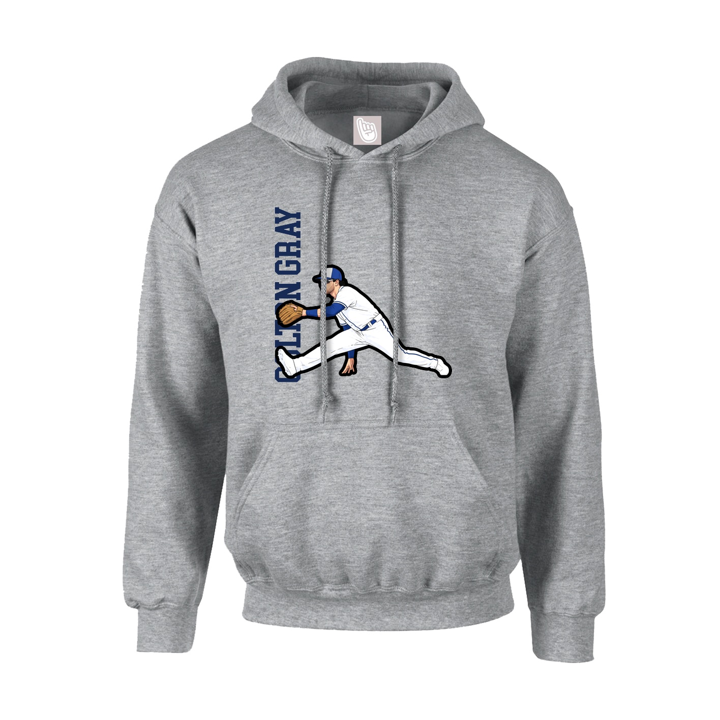 Youth Hoodie — Name Vertical in Grey