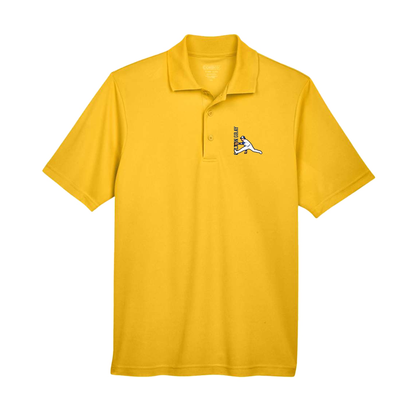 Performance Polo — Name Vertical in Gold