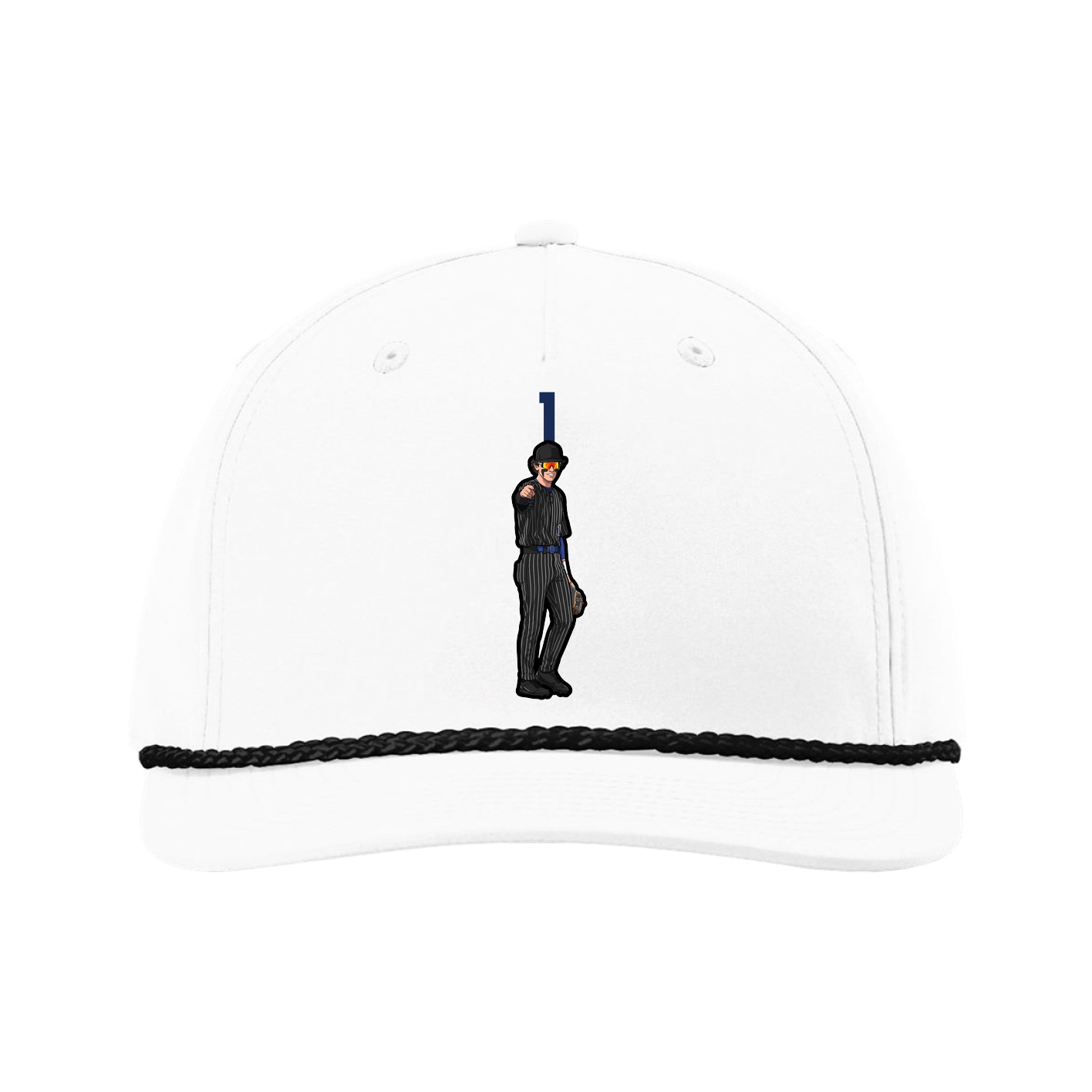 Five-Panel Classic Rope Cap — Number Top in White