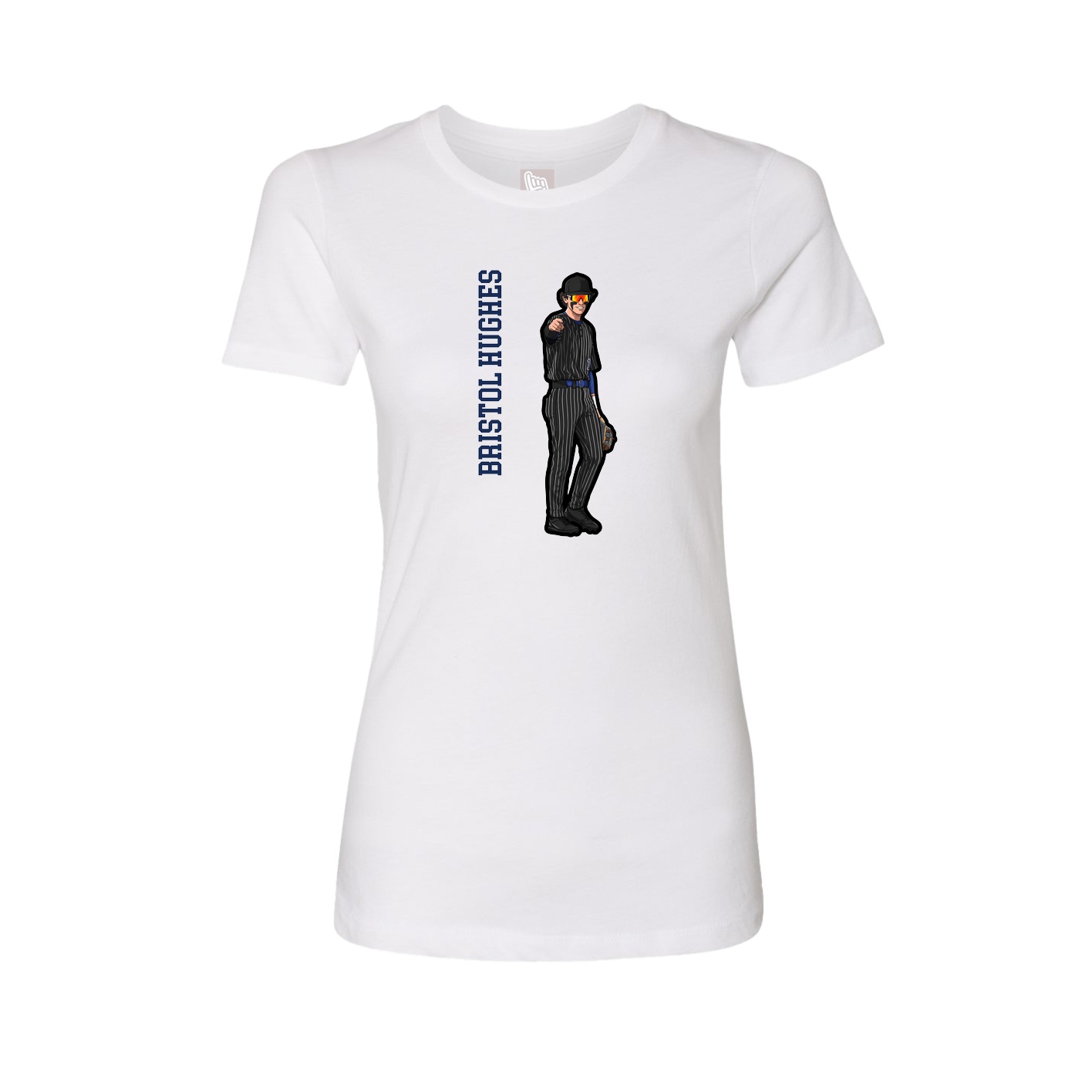 Womens Tee — Name Vertical in White