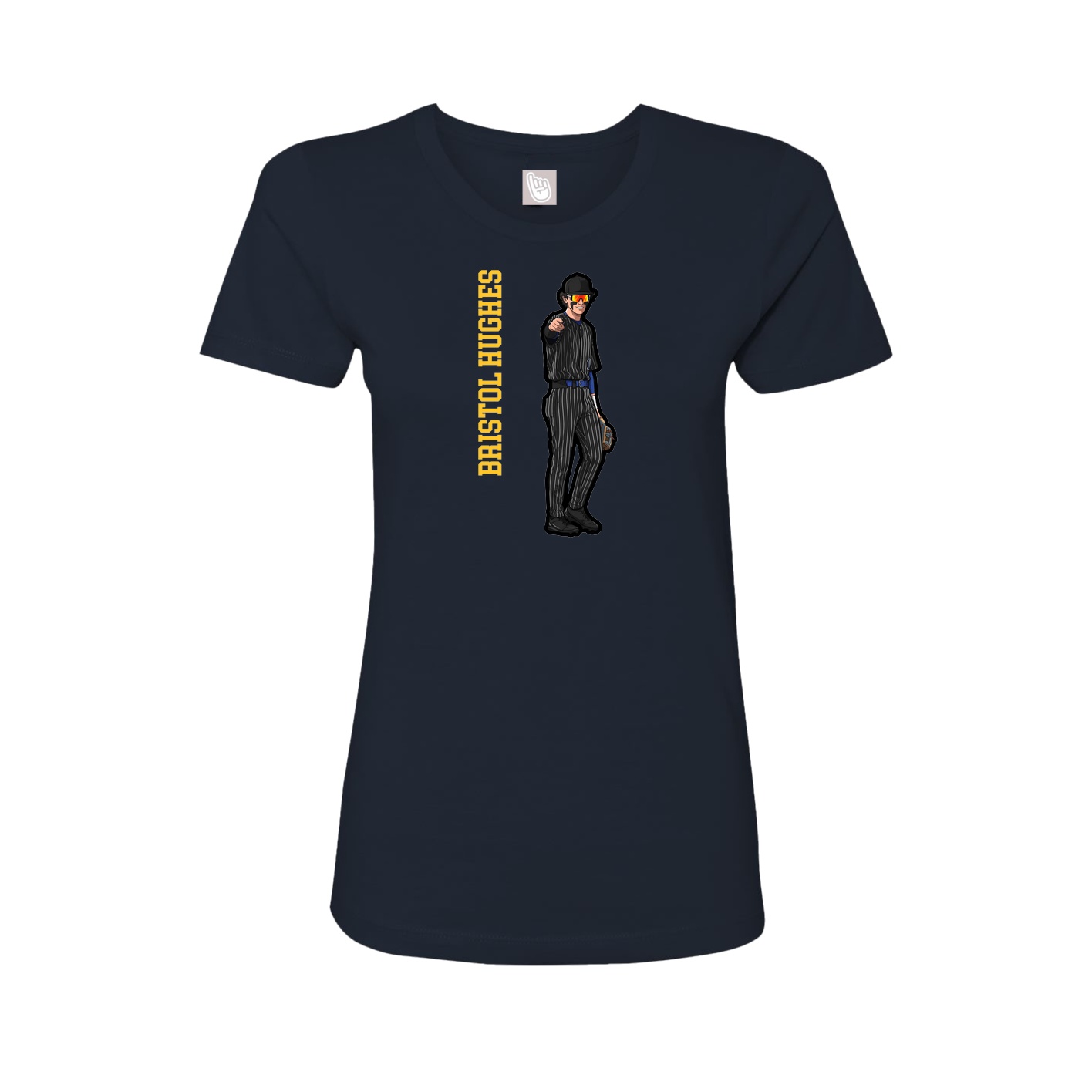 Fitted Women's Tee — Name Vertical in Navy