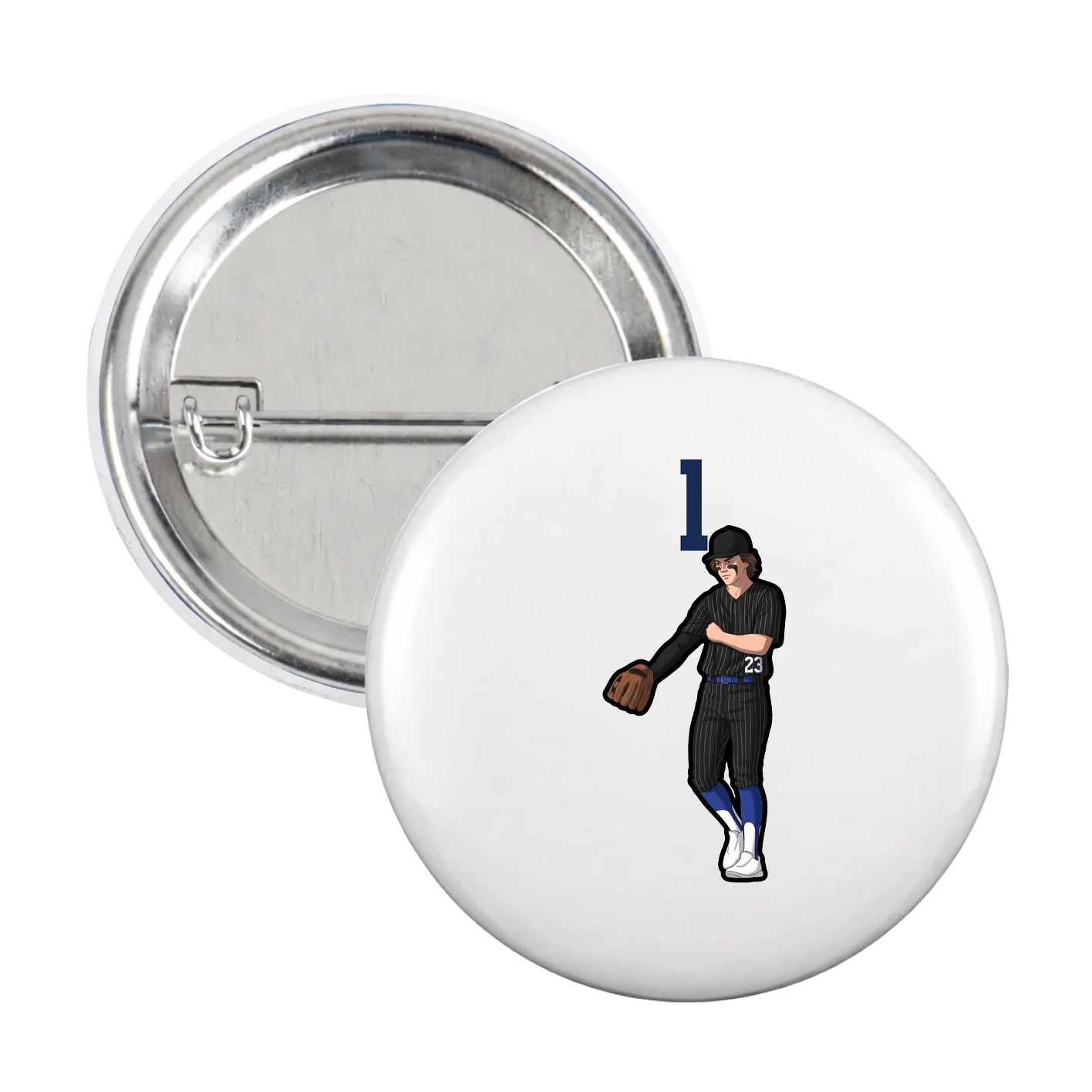 Game Day Button — Number Top in White