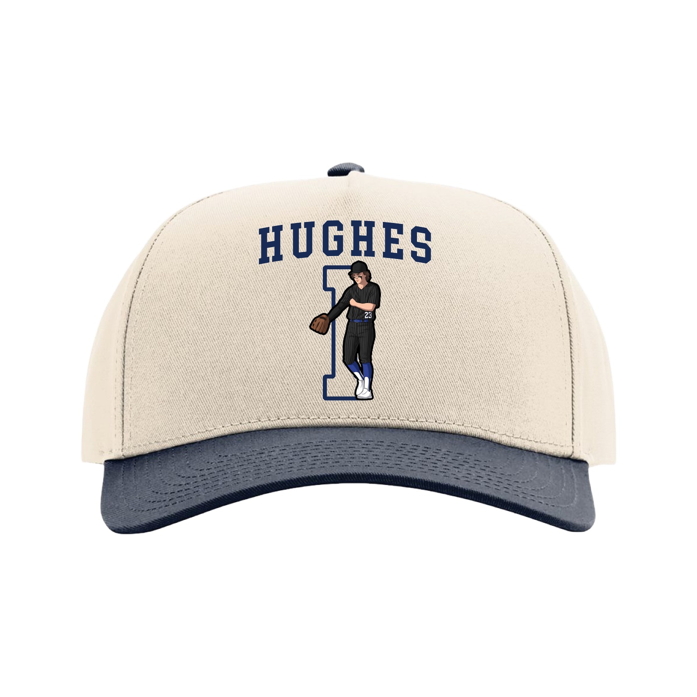 Full Fabric Five-Panel Champ Cap — Shirsey in Cream/Navy