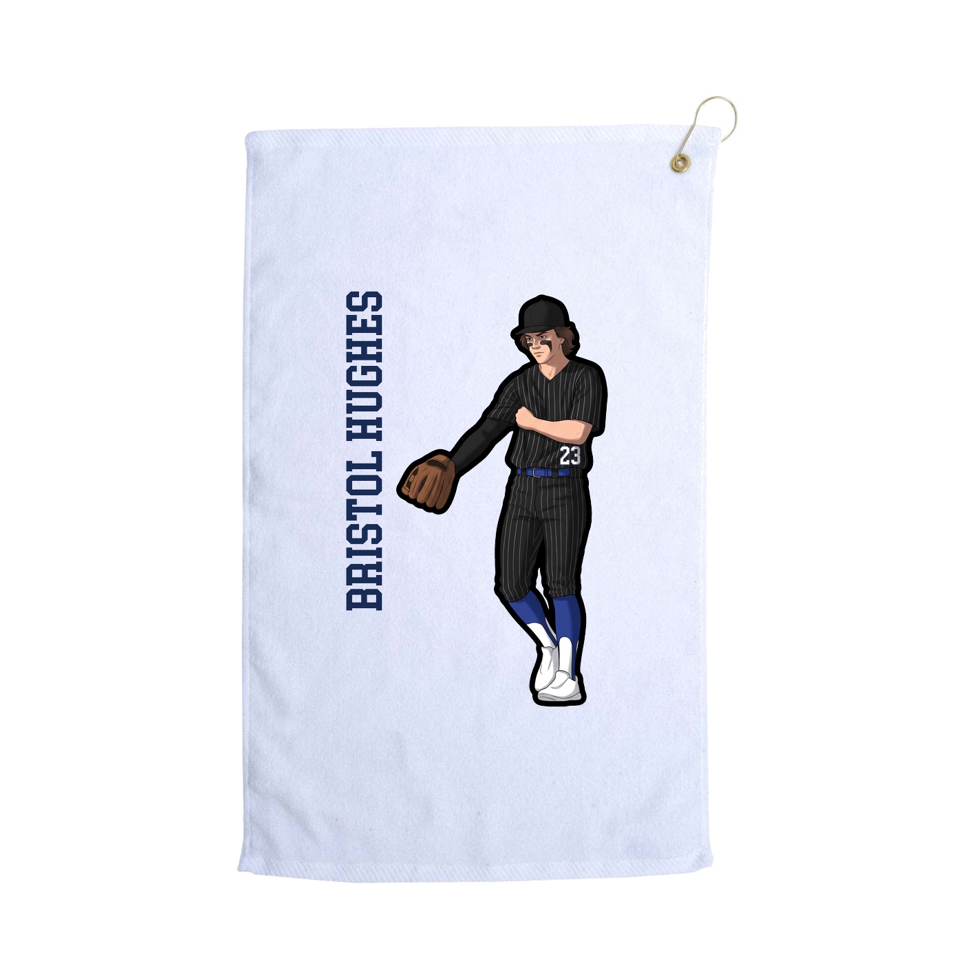 Golf Towel — Name Vertical in White