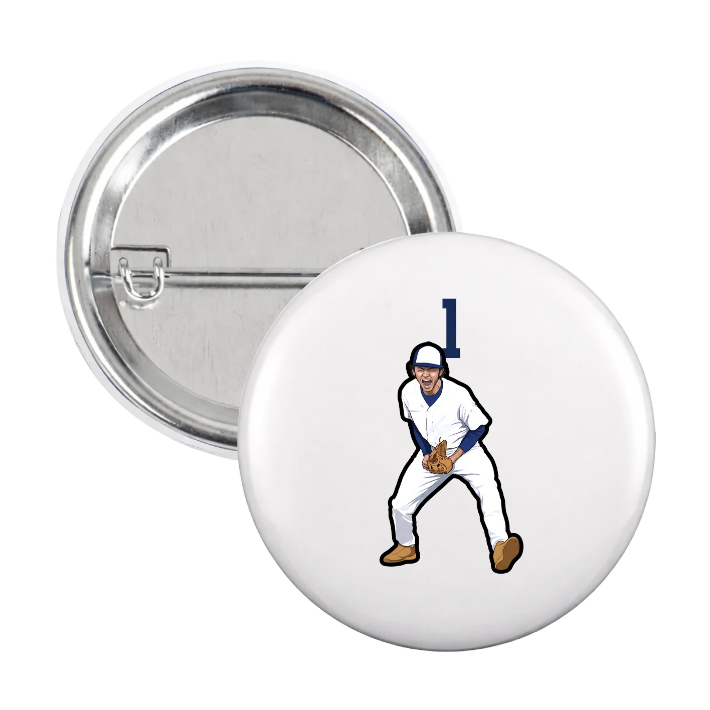 Game Day Button — Number Top in White