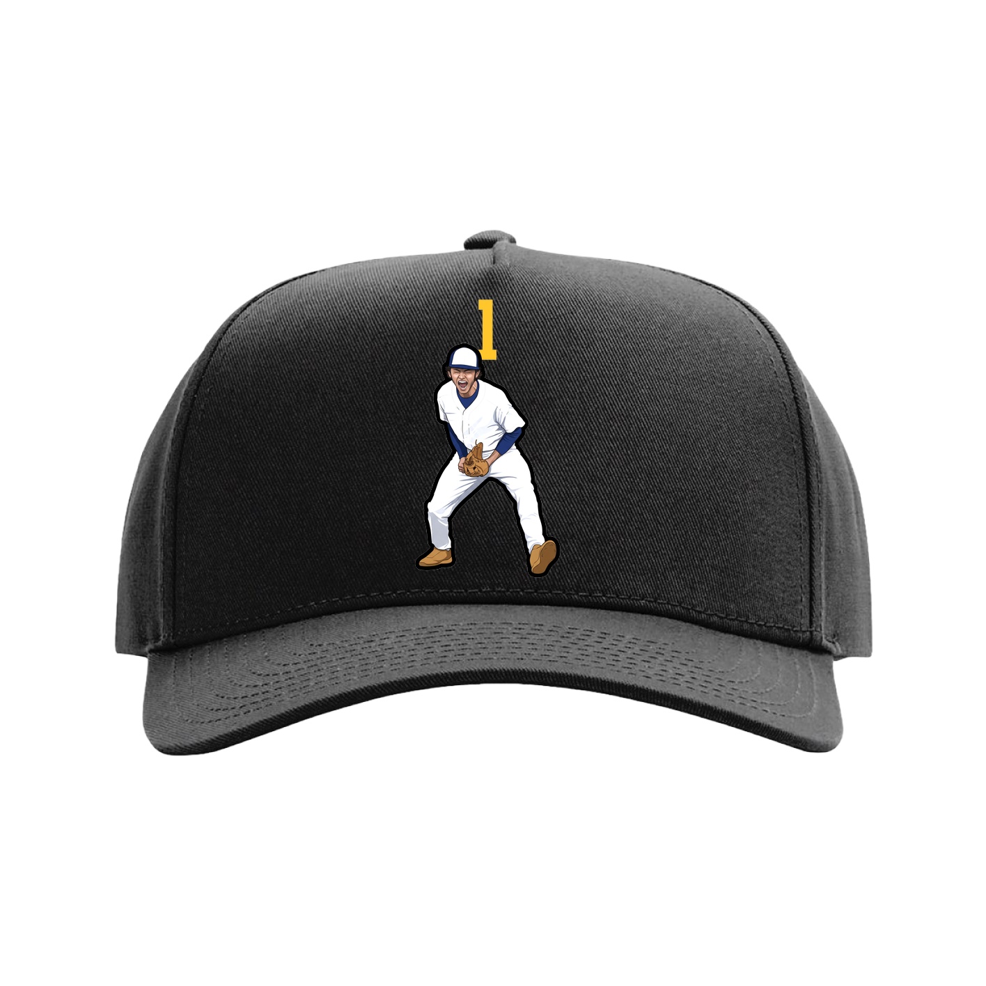 Full Fabric Five-Panel Champ Cap — Number Top in Black