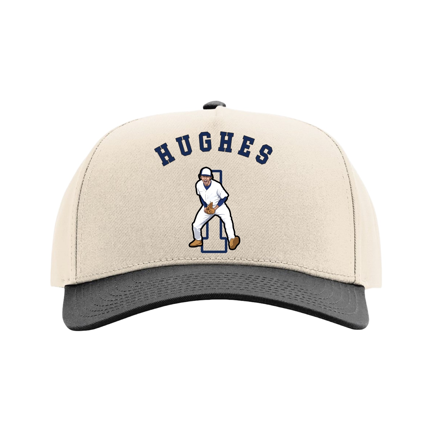 Full Fabric Five-Panel Champ Cap — Shirsey Arch in Cream/Black