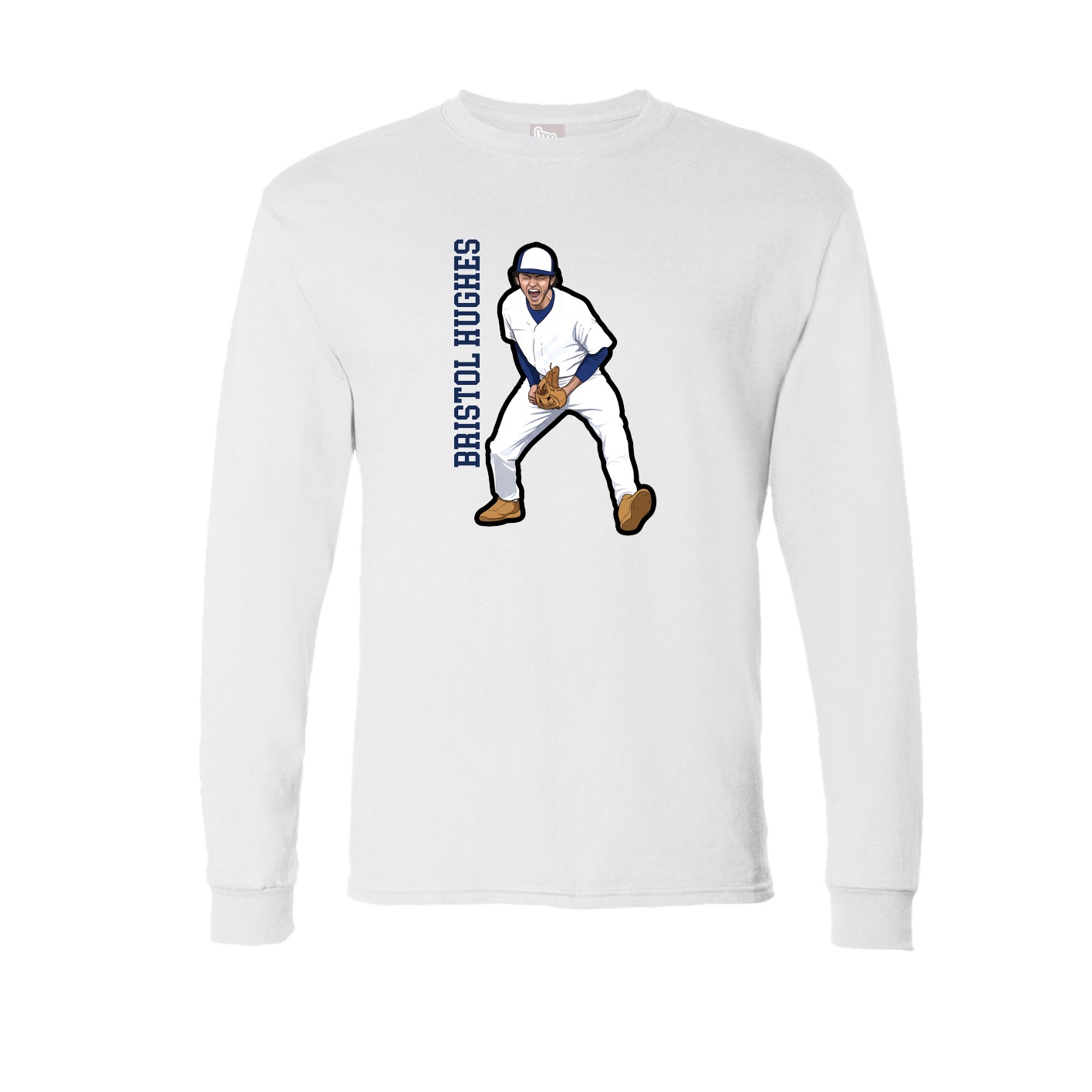 Long Sleeve Tee — Name Vertical in White