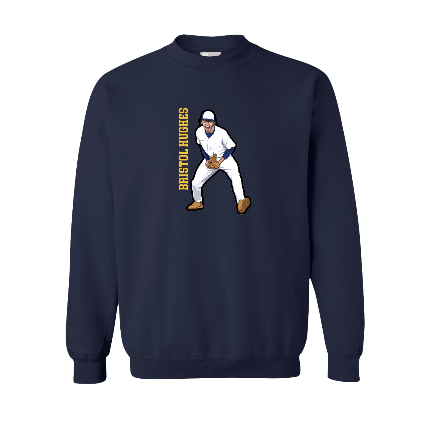 Fleece Crew — Name Vertical in Navy