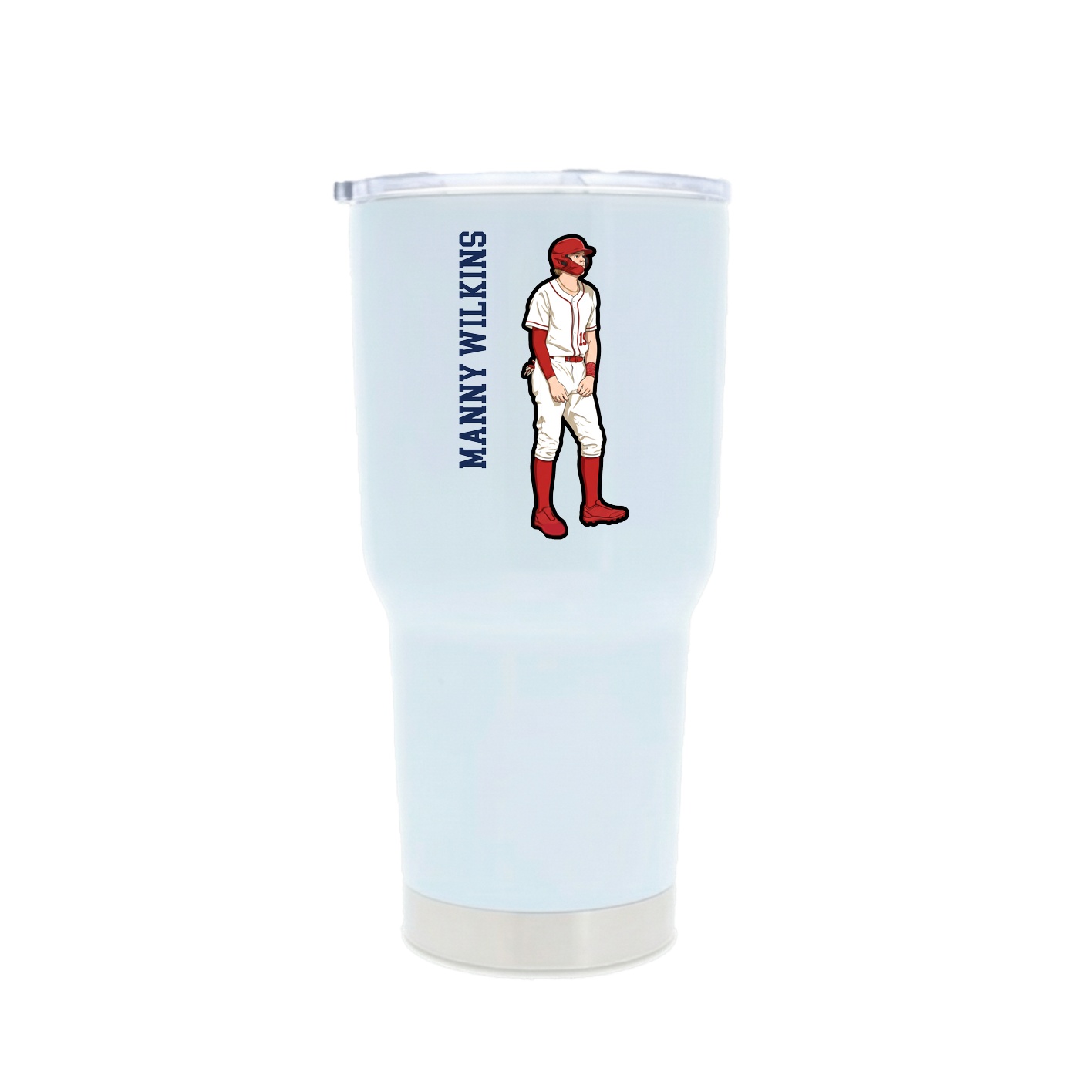 30oz Stainless Steel Tumbler — Name Vertical in White
