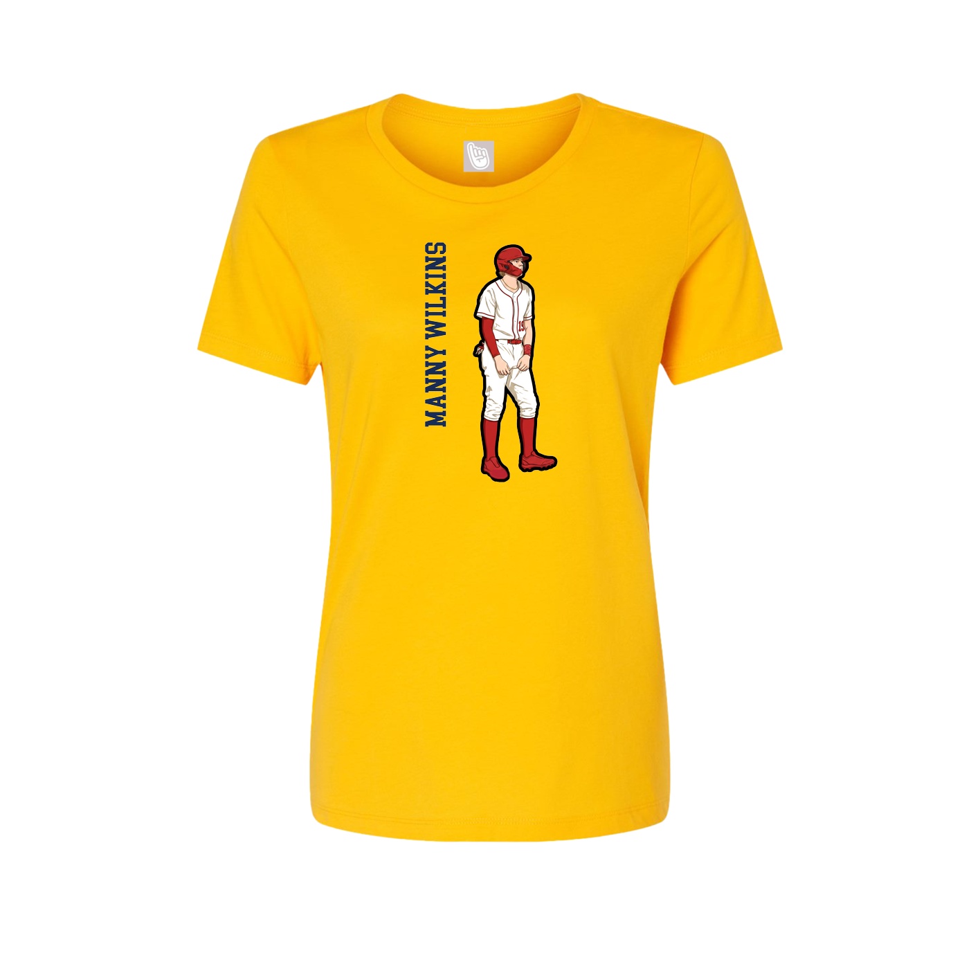 Womens Tee — Name Vertical in Gold