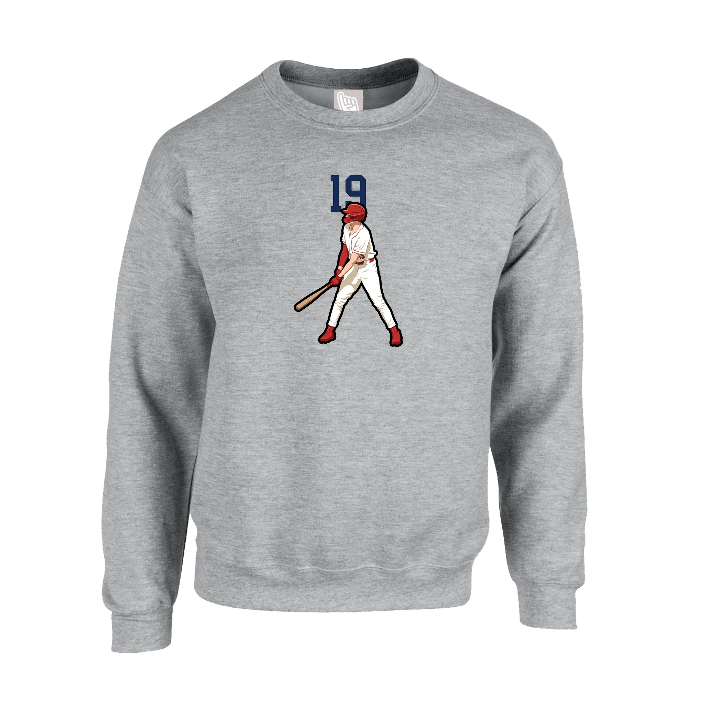 Fleece Crew — Number Top in Grey