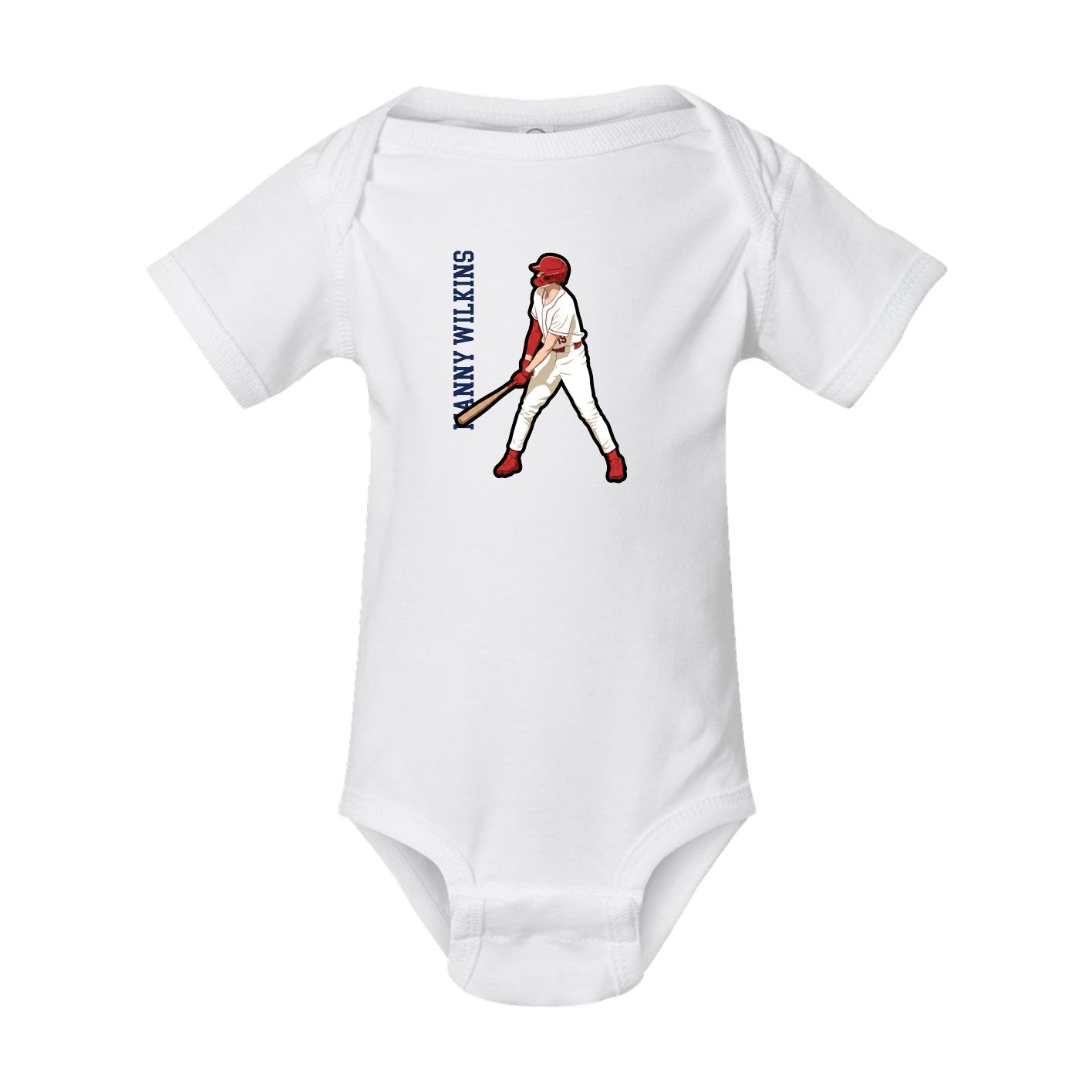 Baby Onesie — Name Vertical in White