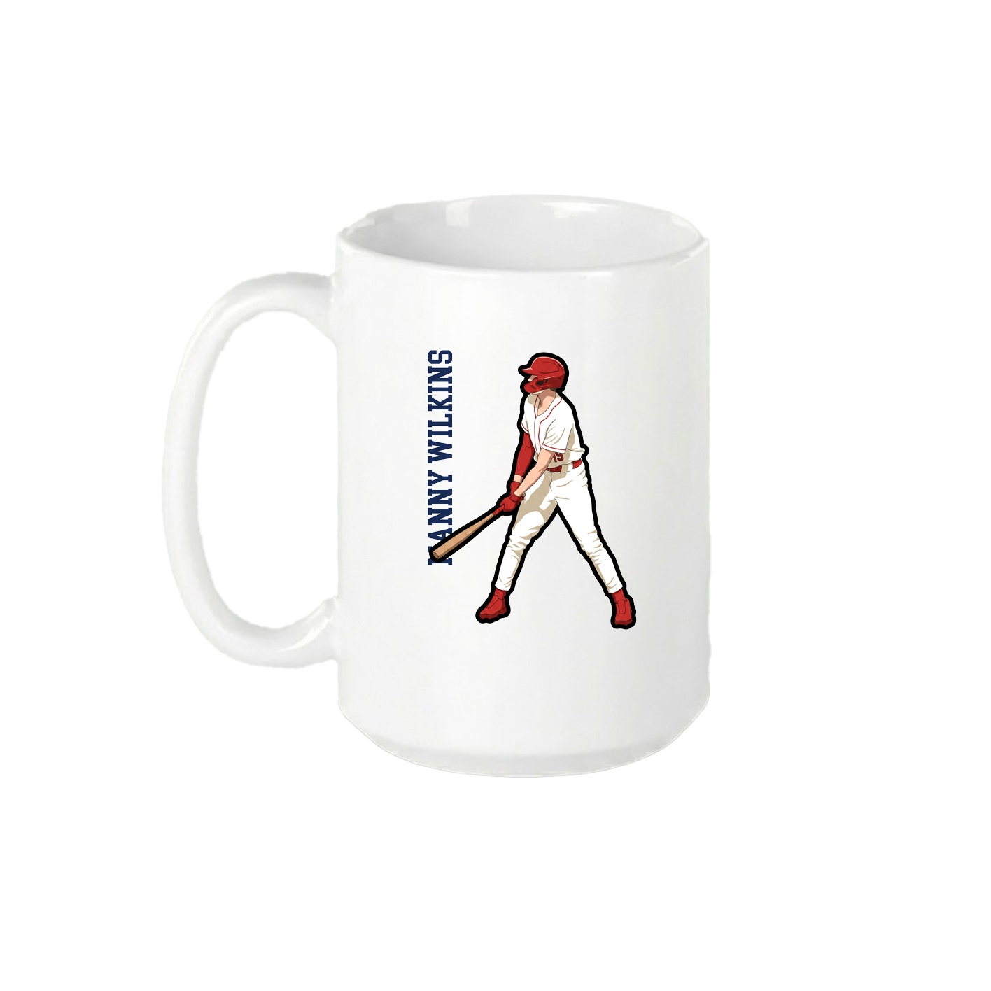 15oz Coffee Mug — Name Vertical in White
