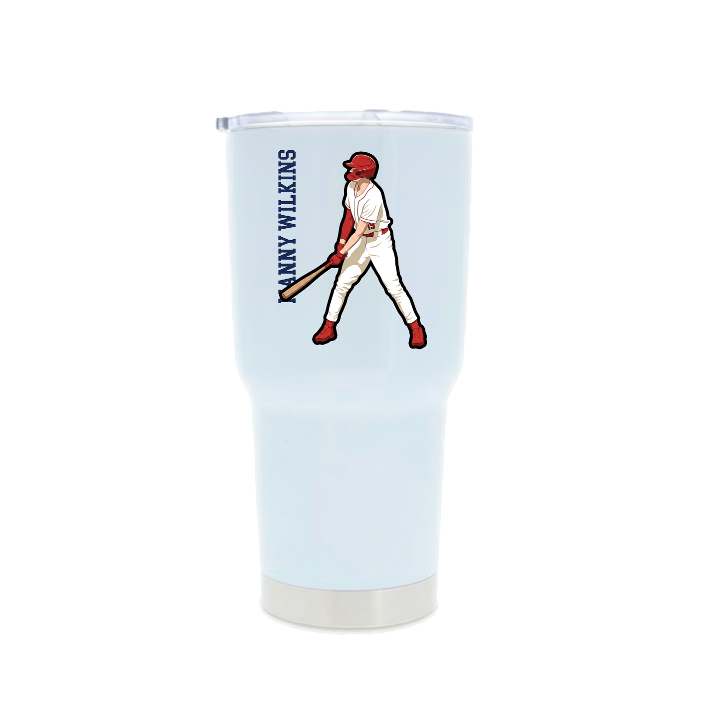 30oz Stainless Steel Tumbler — Name Vertical in White