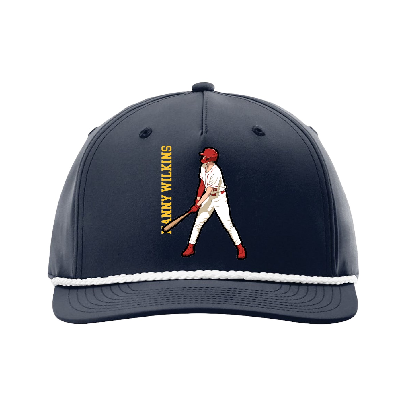 Five-Panel Classic Rope Cap — Name Vertical in Navy