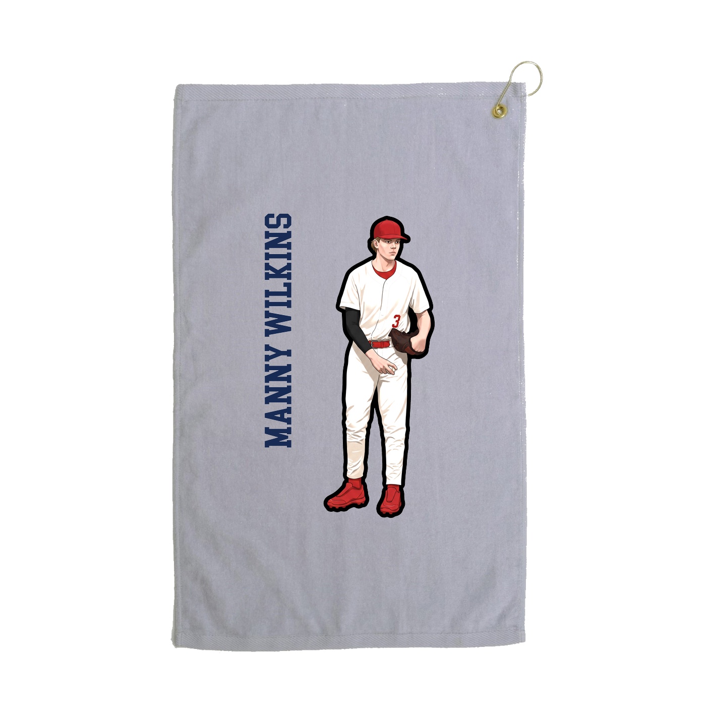 Golf Towel — Name Vertical in Grey