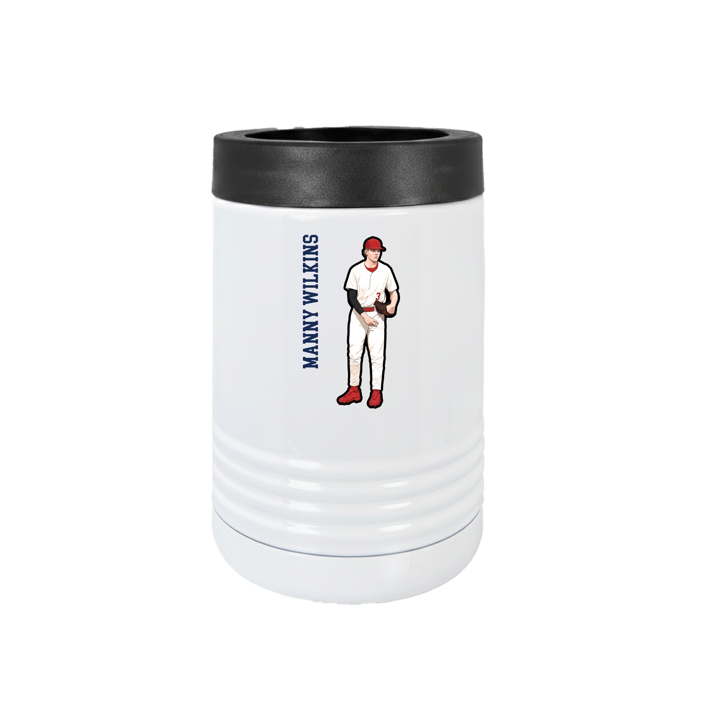 Beverage Holder — Name Vertical in White