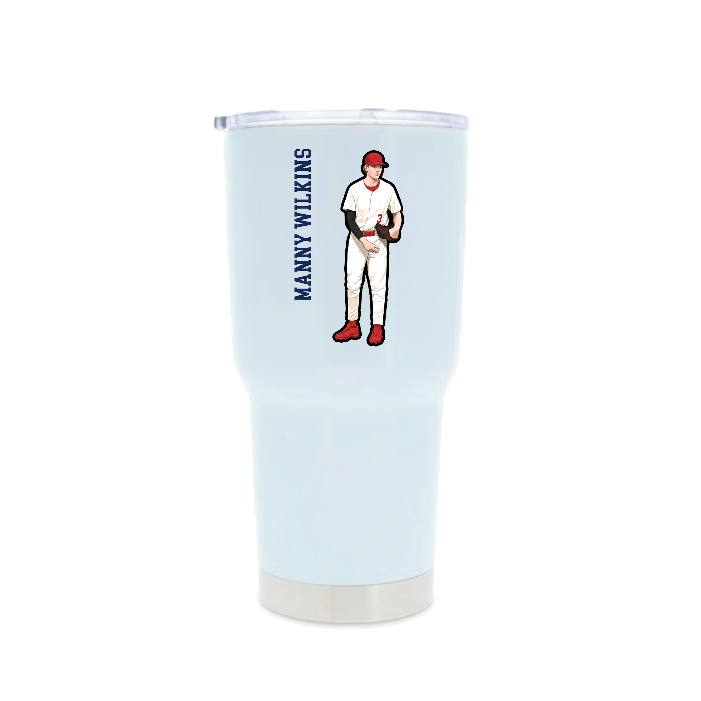 30oz Stainless Steel Tumbler — Name Vertical in White