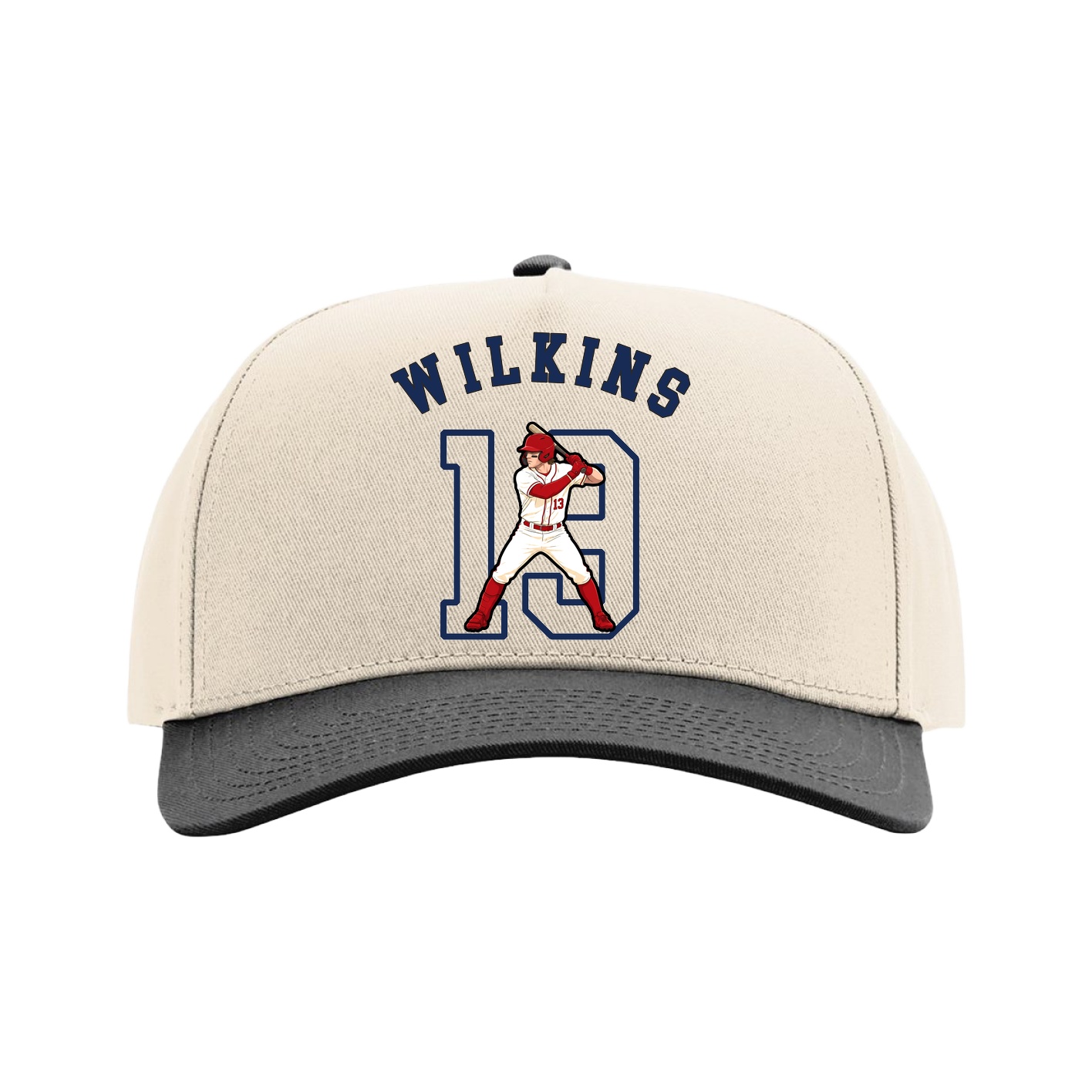 Full Fabric Five-Panel Champ Cap — Shirsey Arch in Cream/Black