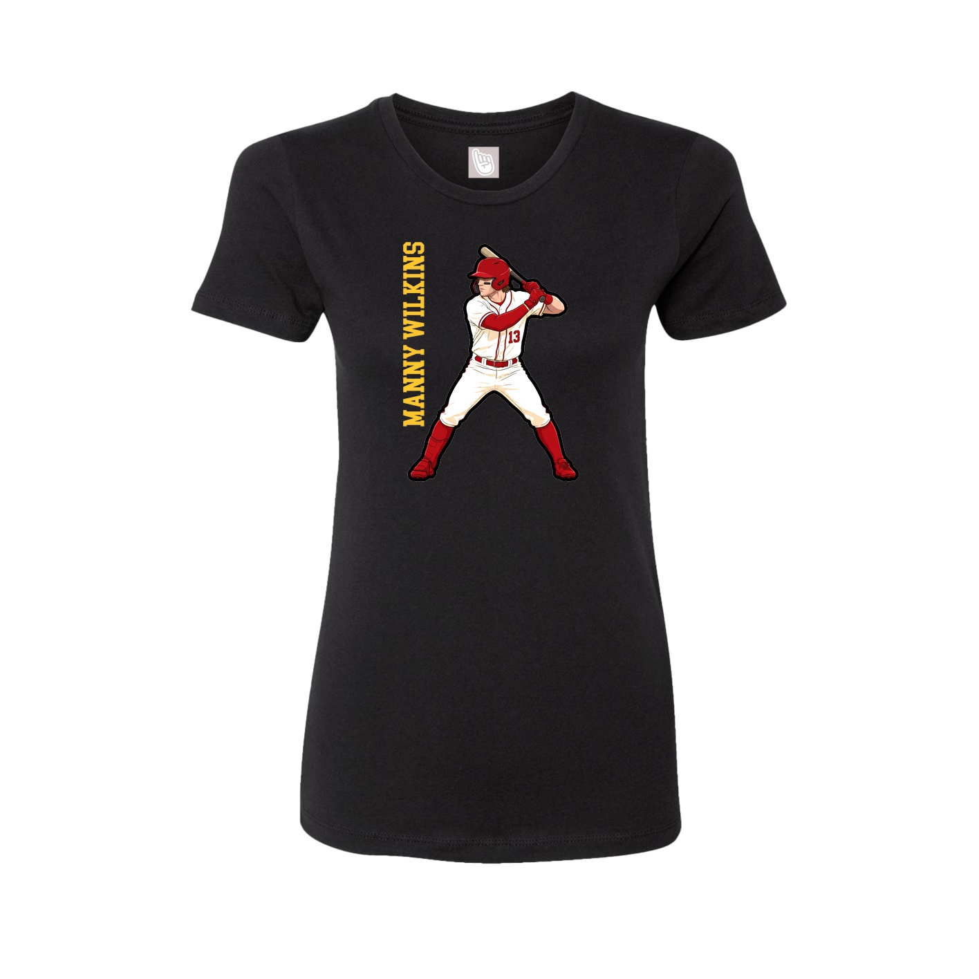 Womens Tee — Name Vertical in Black