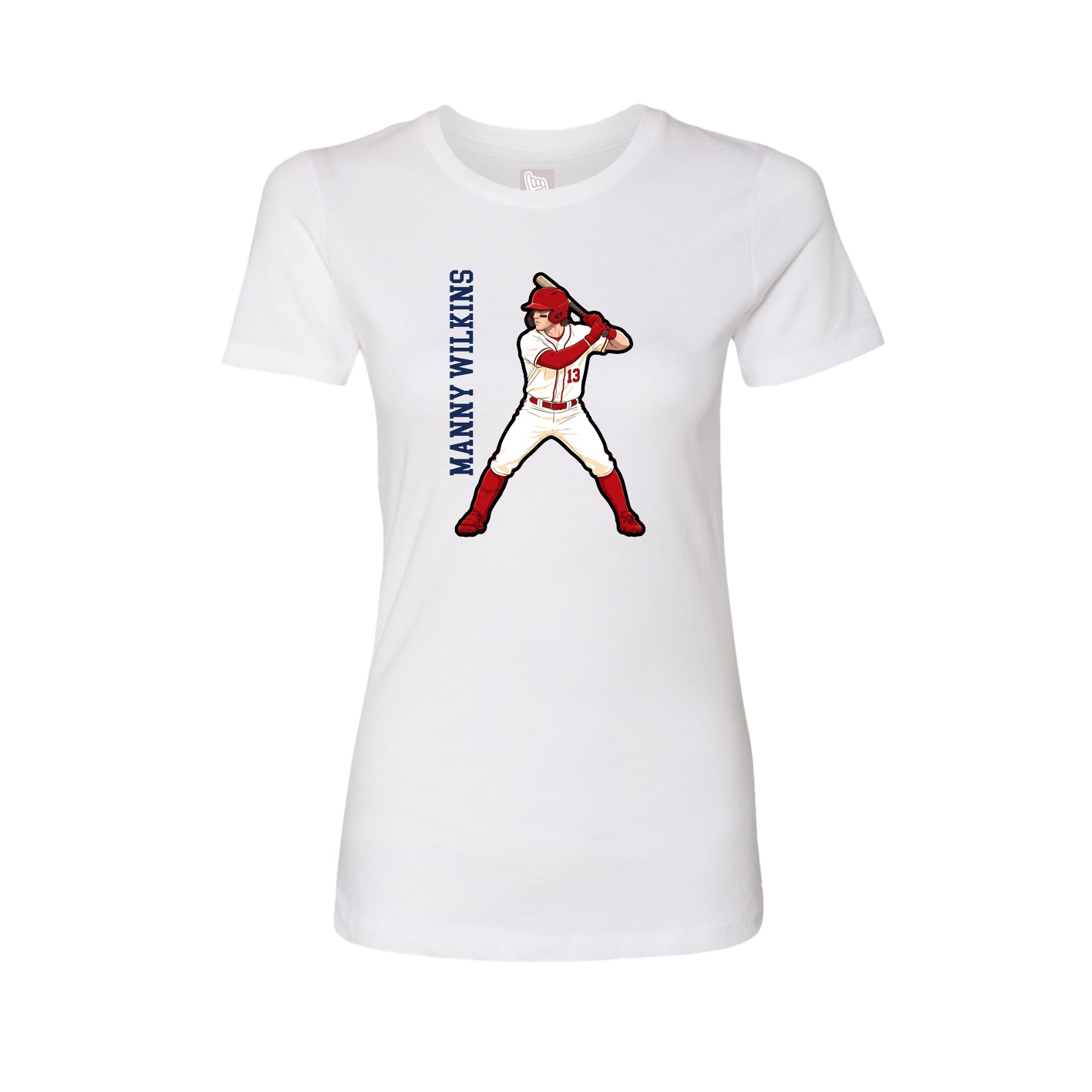 Fitted Women's Tee — Name Vertical in White