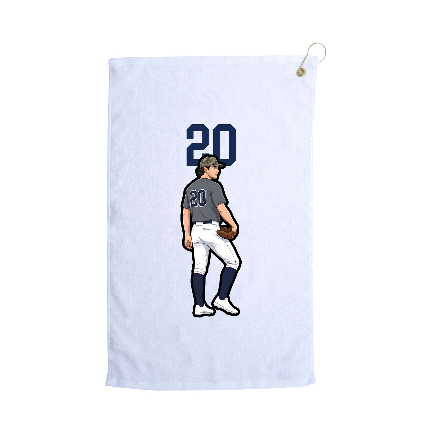 Golf Towel — Number Top in White