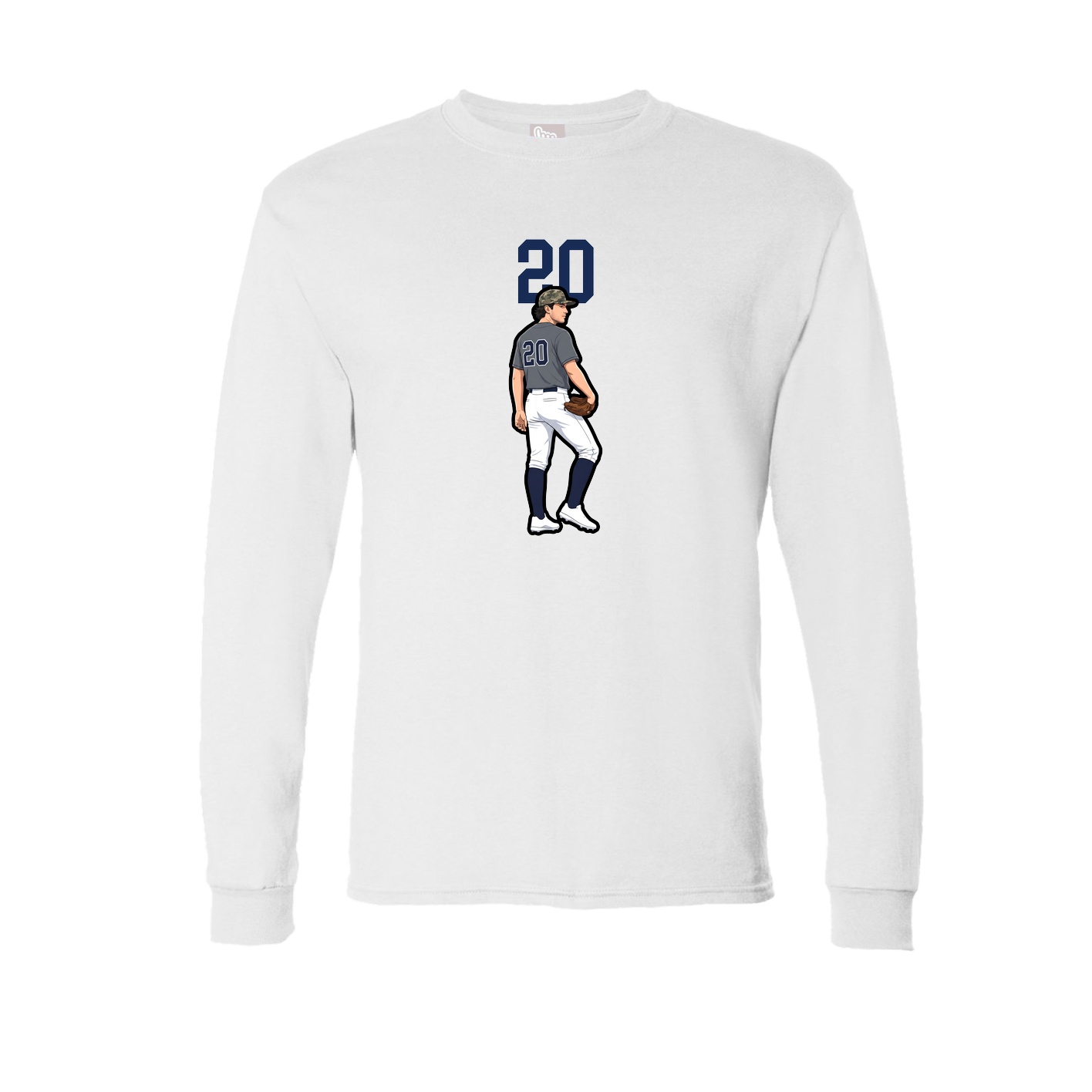 Long Sleeve Tee — Number Top in White