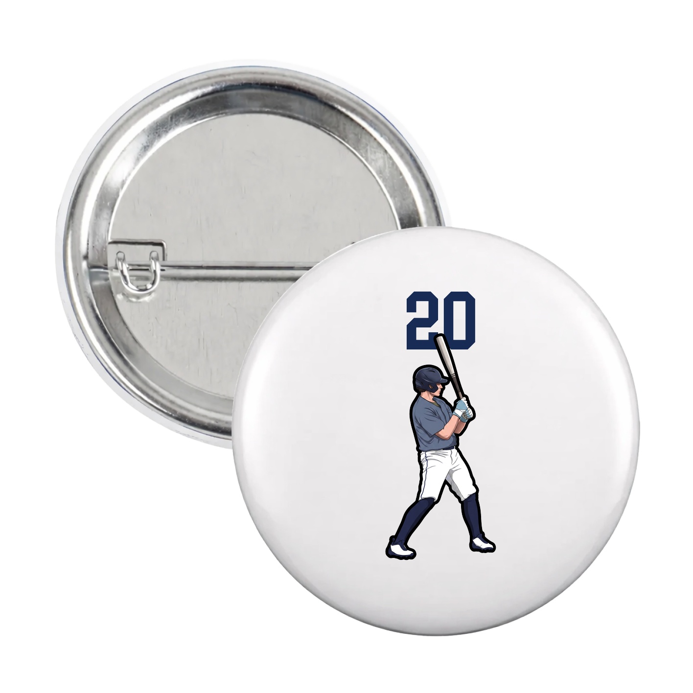 Game Day Button — Number Top in White