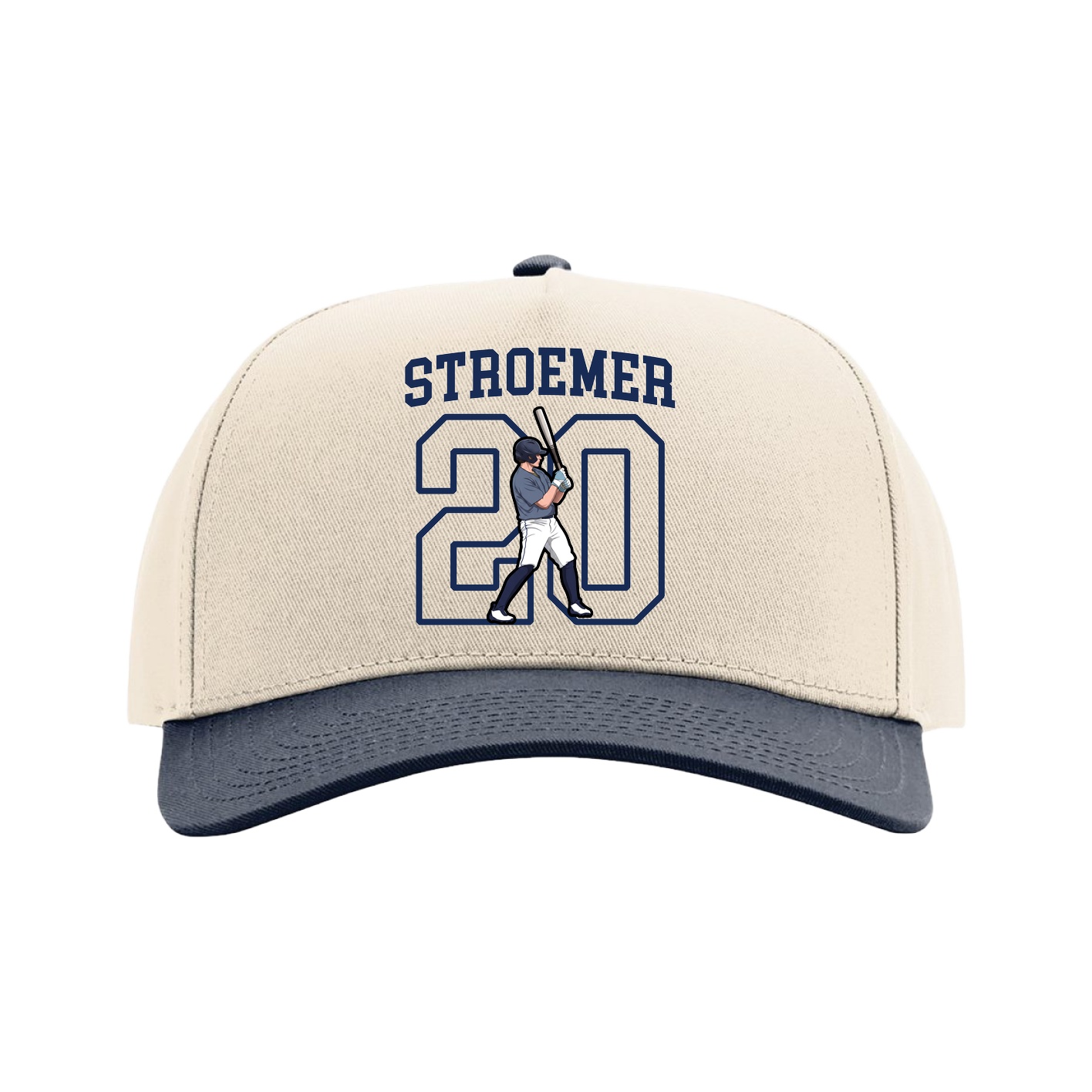 Full Fabric Five-Panel Champ Cap — Shirsey in Cream/Navy