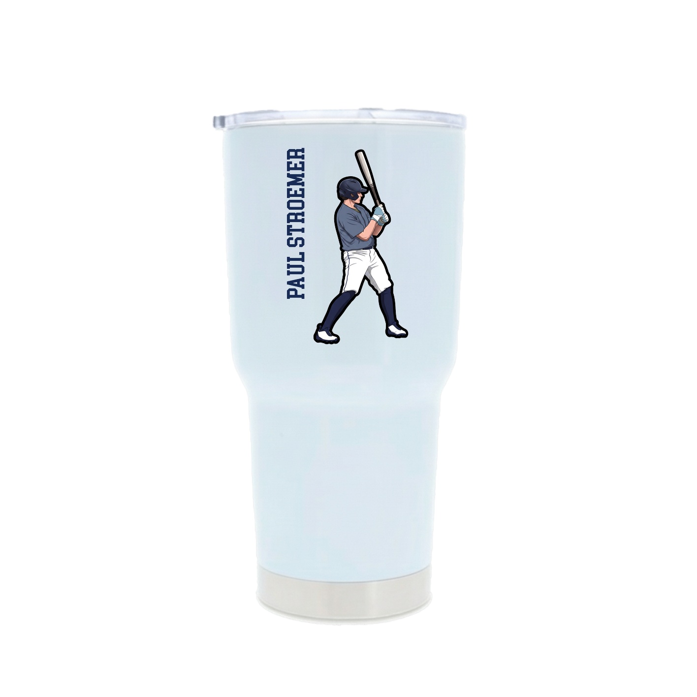 30oz Stainless Steel Tumbler — Name Vertical in White