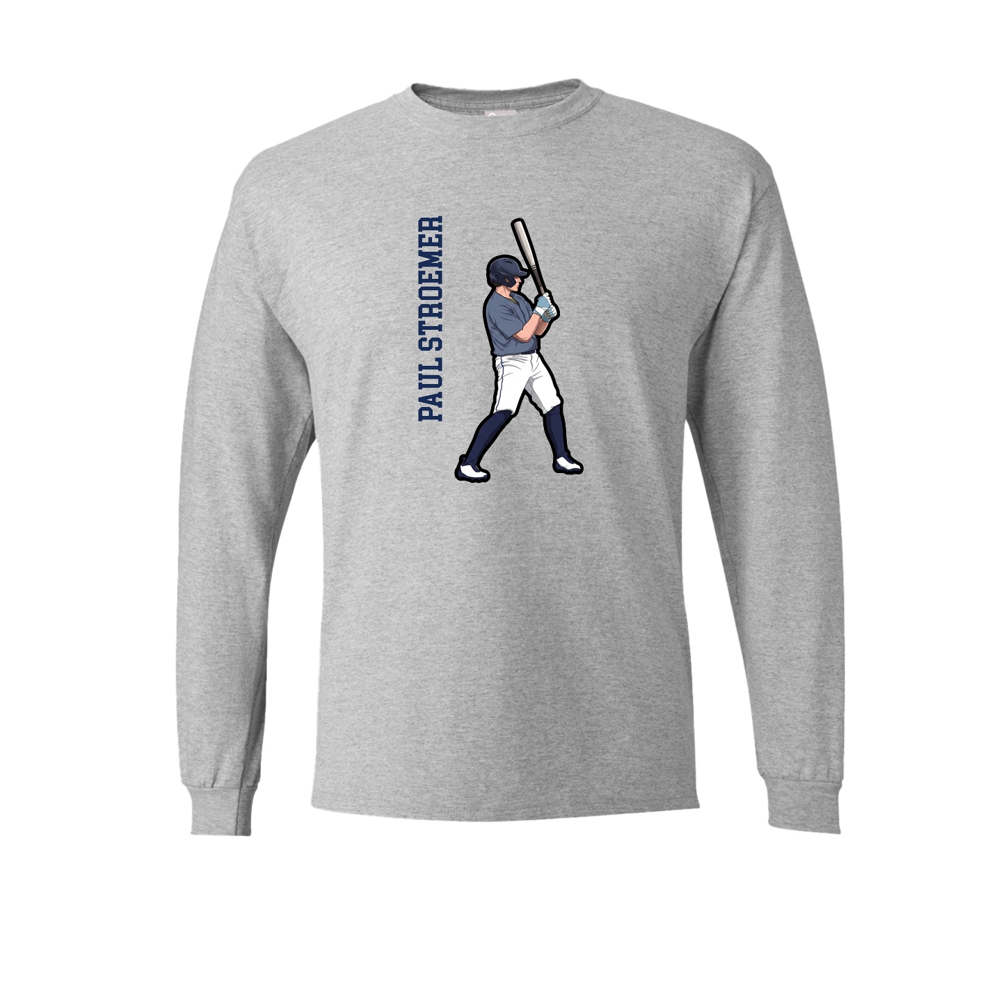 Long Sleeve Tee — Name Vertical in Grey