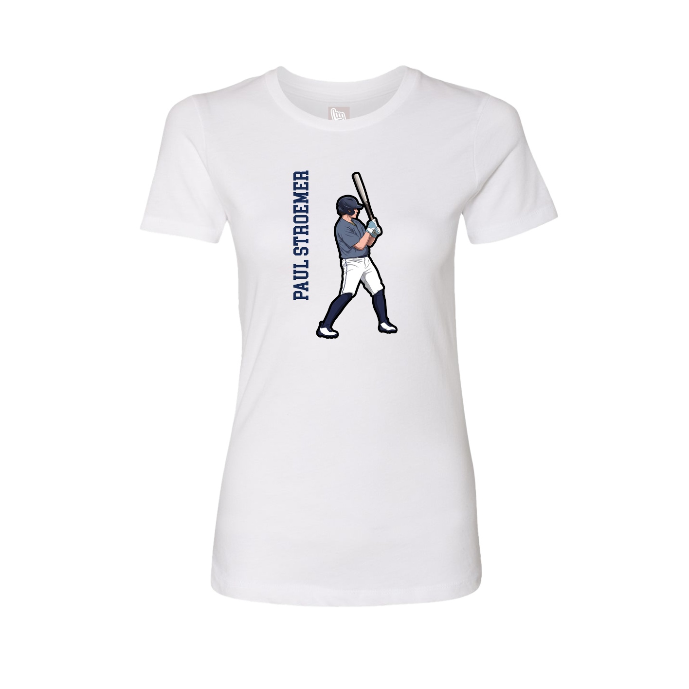 Womens Tee — Name Vertical in White