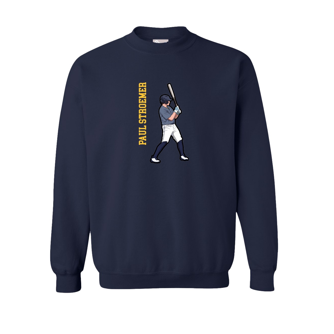 Fleece Crew — Name Vertical in Navy