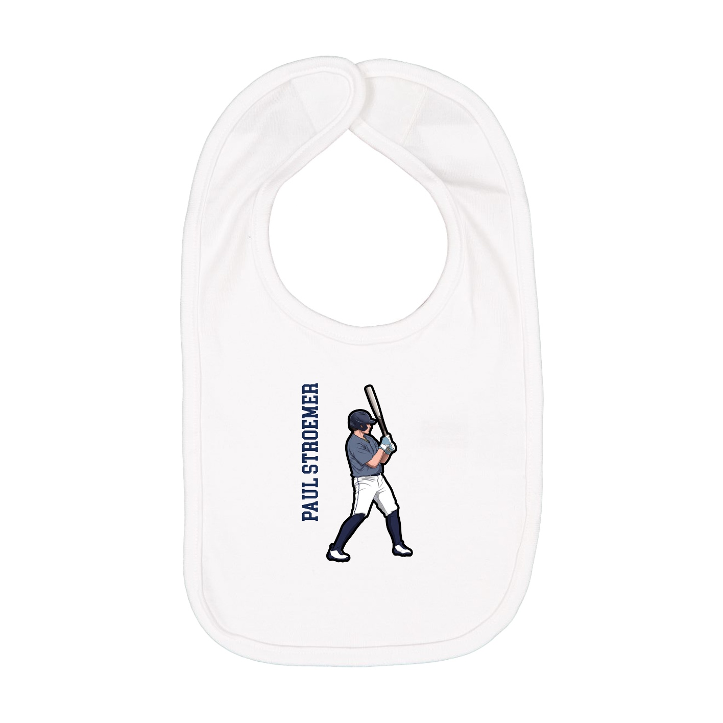 Infant Bib — Name Vertical in White